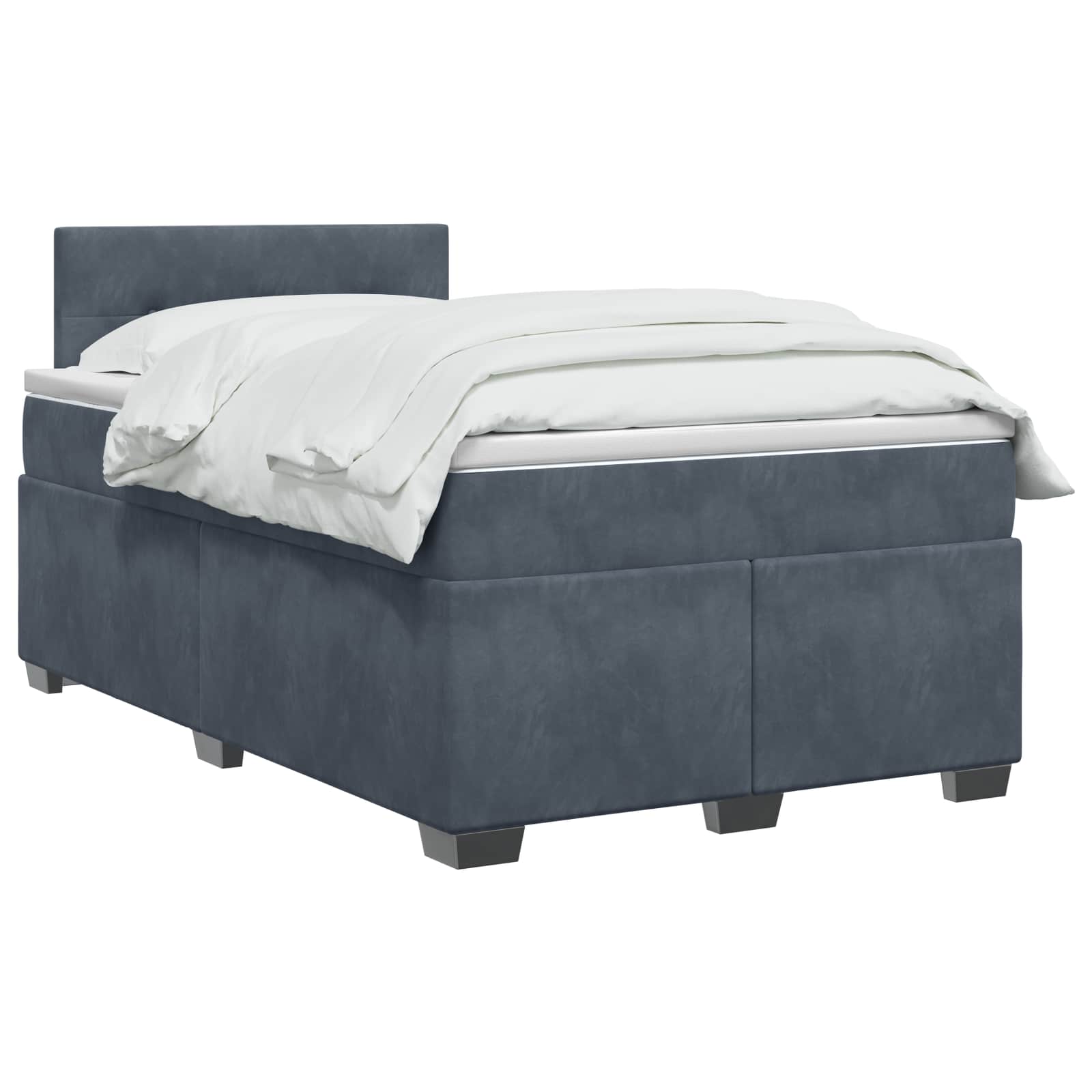 Κρεβάτι box spring με στρώμα Σκούρο Γκρι 120 x 200 cm Βελούδο
