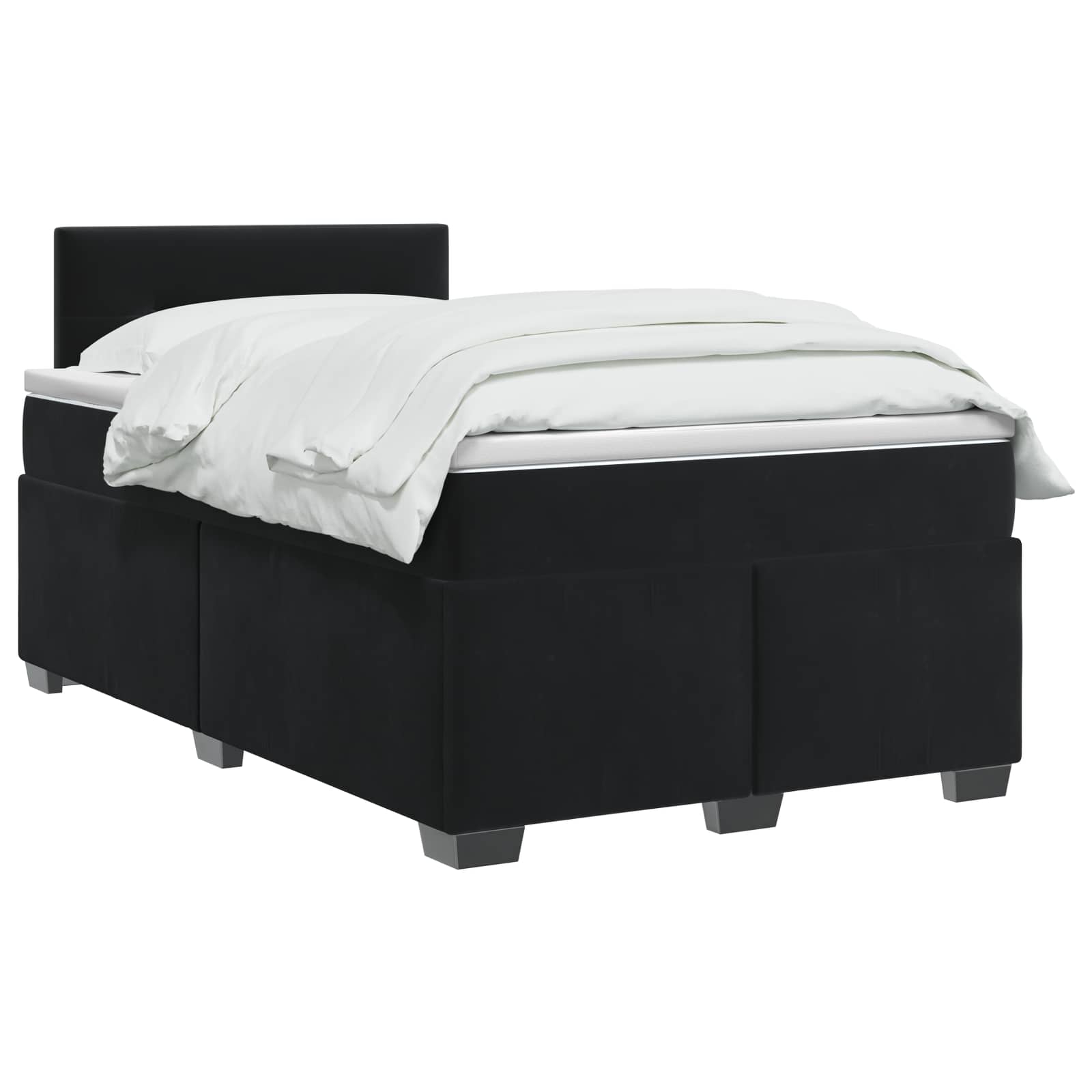 Κρεβάτι box spring με στρώμα Μαύρο 120 x 200 cm Βελούδο - Pakobazaar