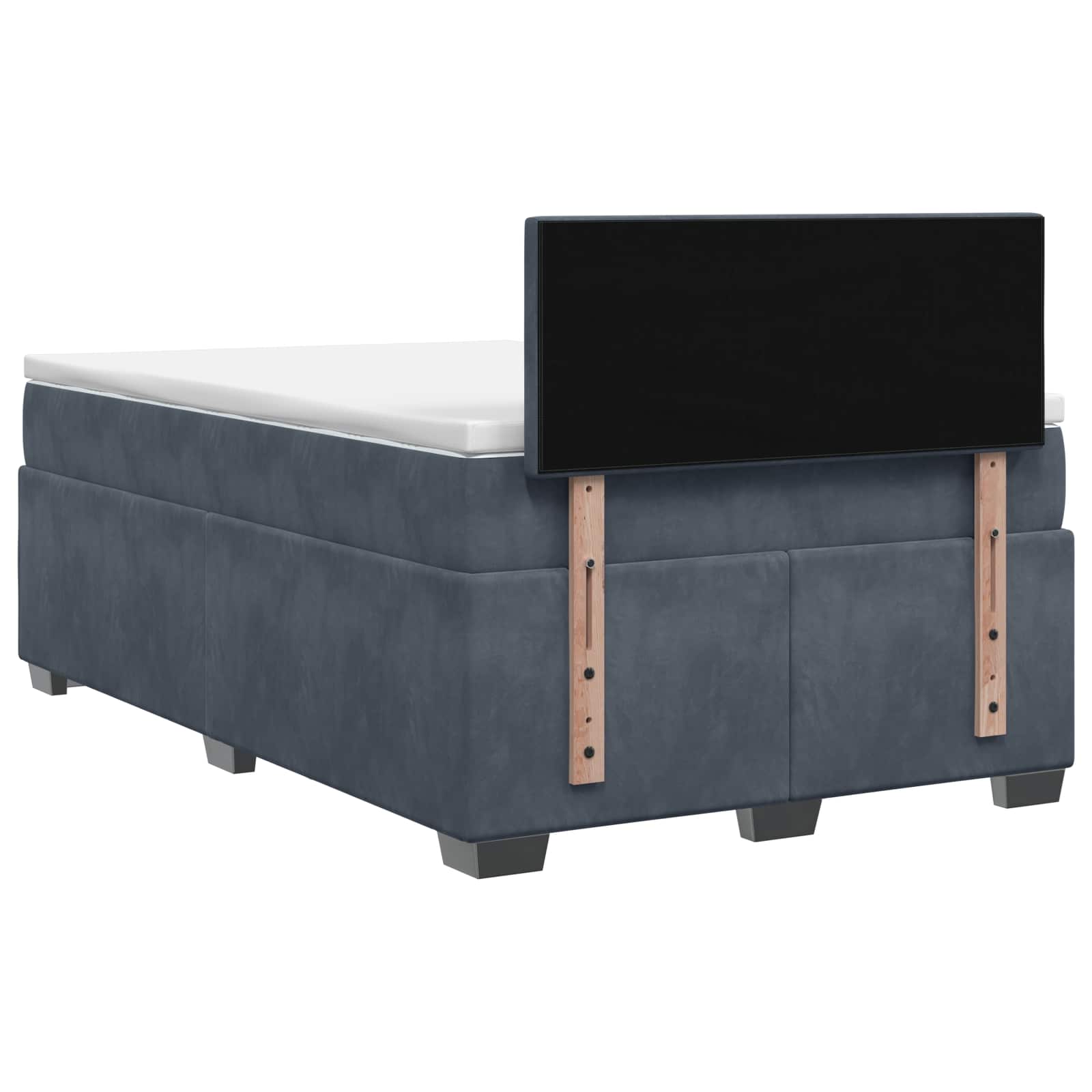 Κρεβάτι box spring με στρώμα Σκούρο Γκρι 120 x 200 cm Βελούδο - Pakobazaar