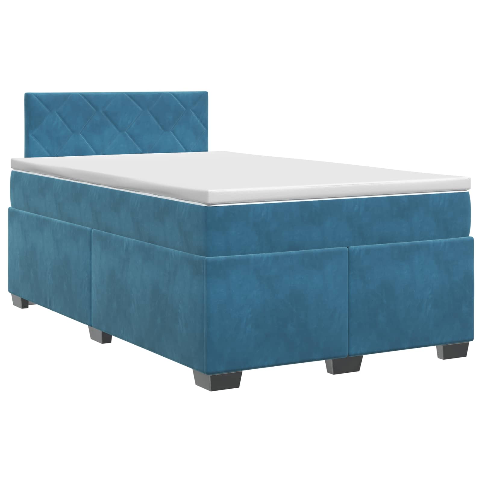 Κρεβάτι box spring με στρώμα Σκούρο Μπλε 120 x 200 cm Βελούδο - Pakobazaar