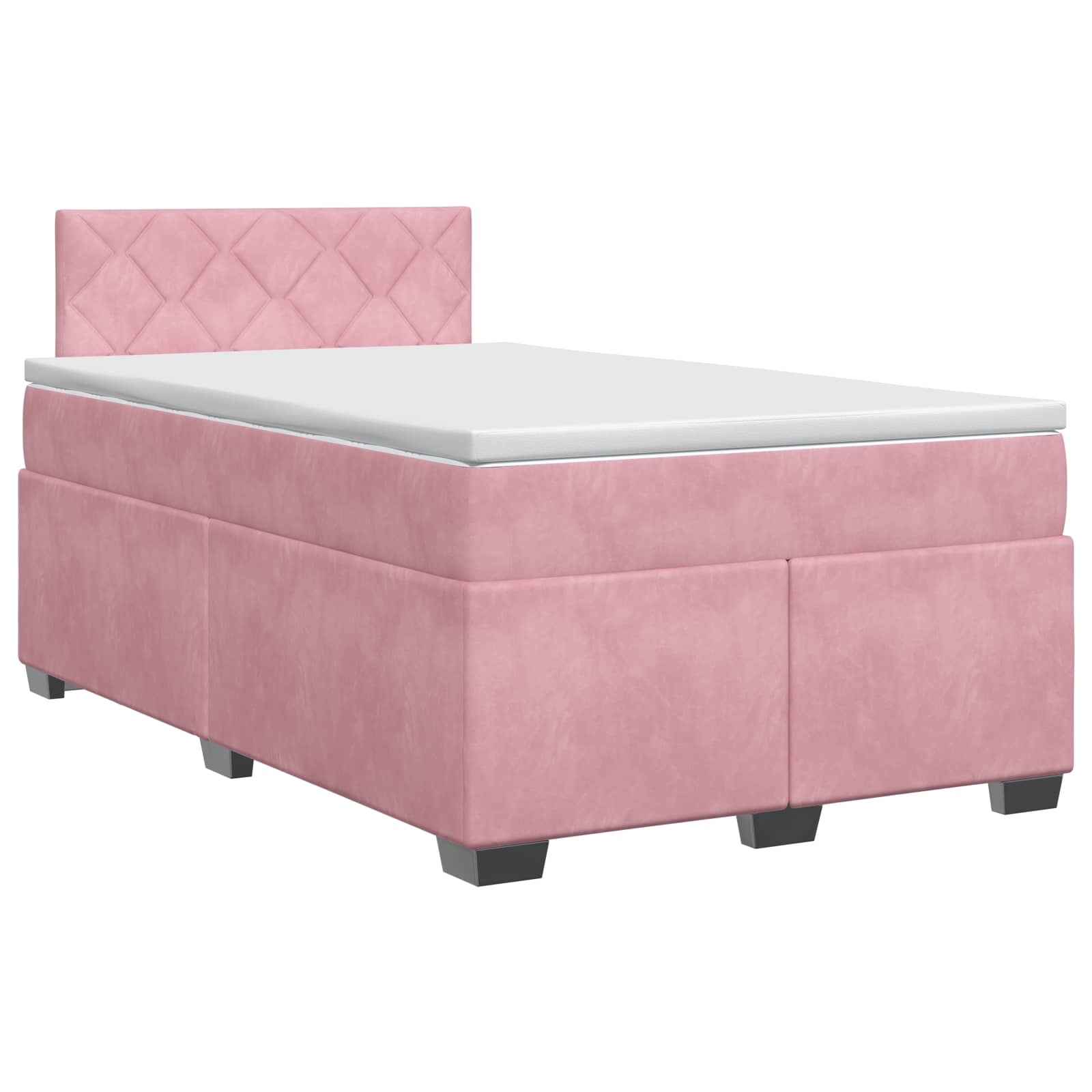 Κρεβάτι box spring με στρώμα Ροζ 120 x 200 cm Βελούδο
