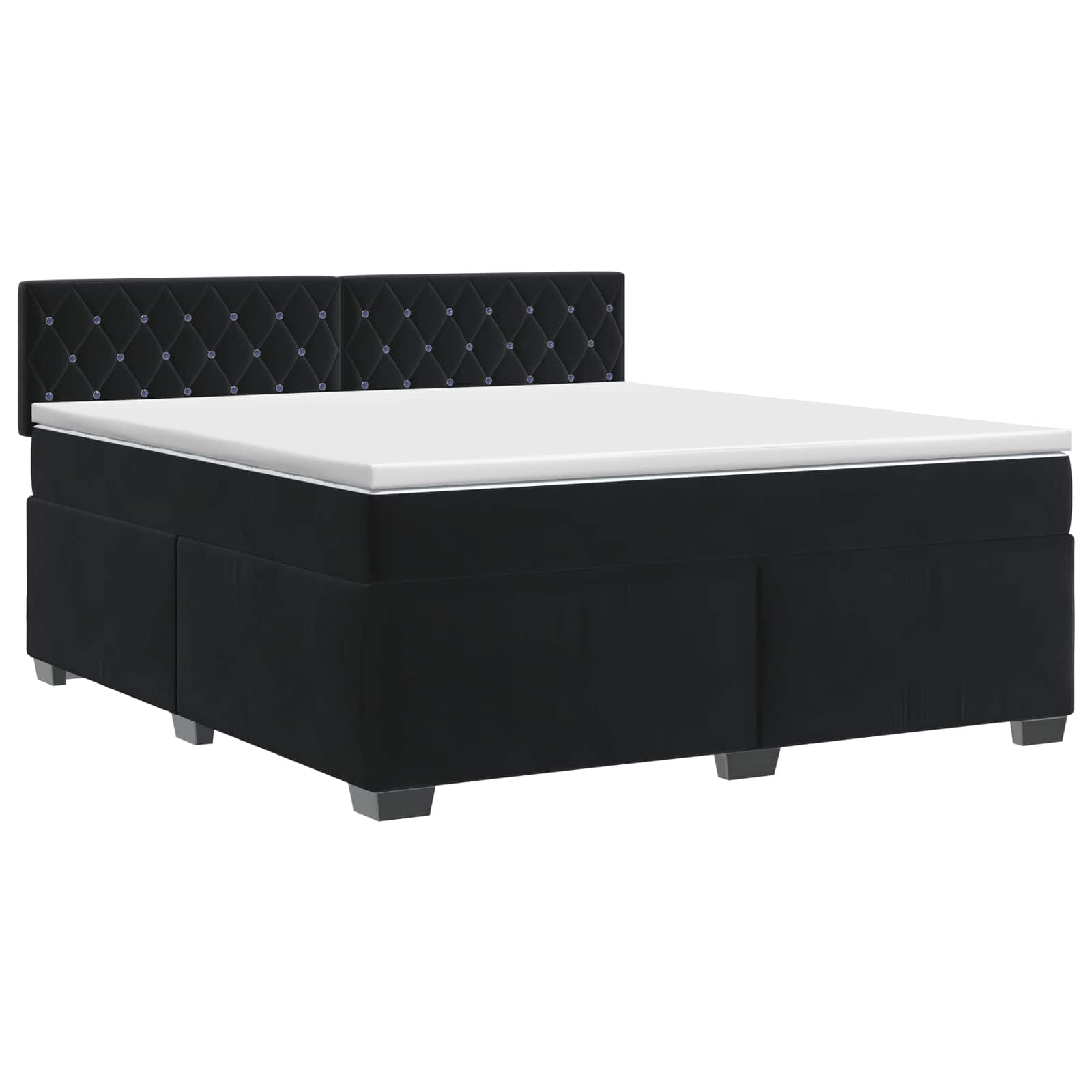 Κρεβάτι box spring με στρώμα Μαύρο 140 x 190 cm Βελούδο