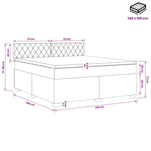 Κρεβάτι box spring με στρώμα Ροζ 140 x 190 cm Βελούδο - Pakobazaar