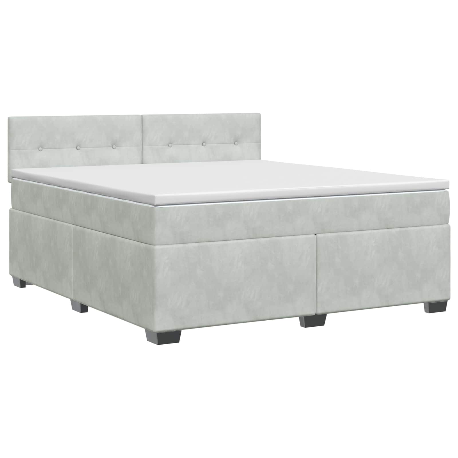 Κρεβάτι box spring με στρώμα Ανοιχτό γκρι 140 x 190 cm Βελούδο - Pakobazaar