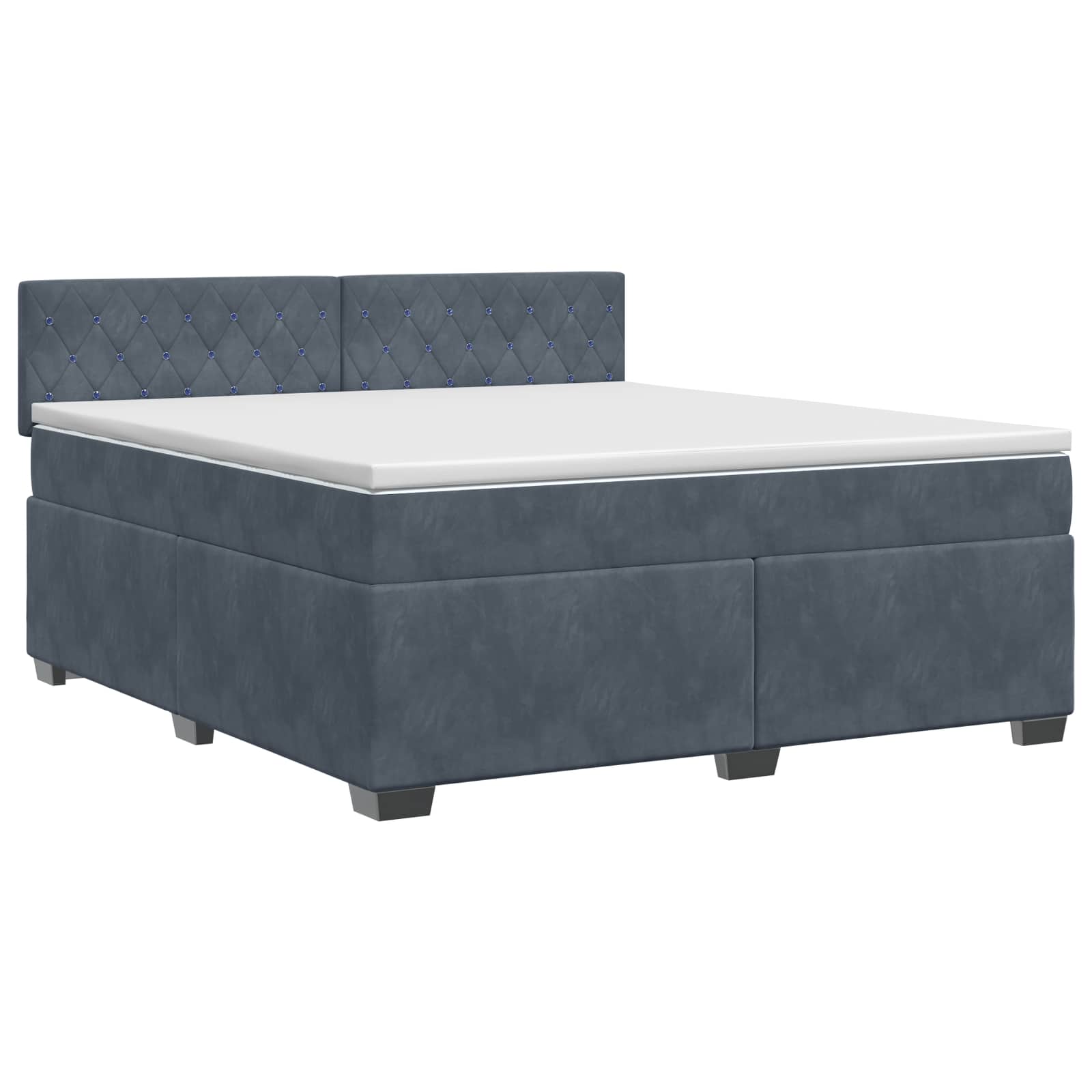 Κρεβάτι box spring με στρώμα Σκούρο Γκρι 140 x 200 cm Βελούδο