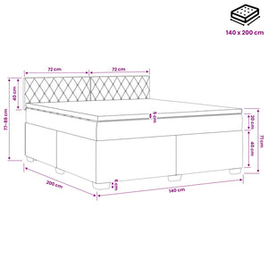 Κρεβάτι box spring με στρώμα Μαύρο 140 x 200 cm Βελούδο