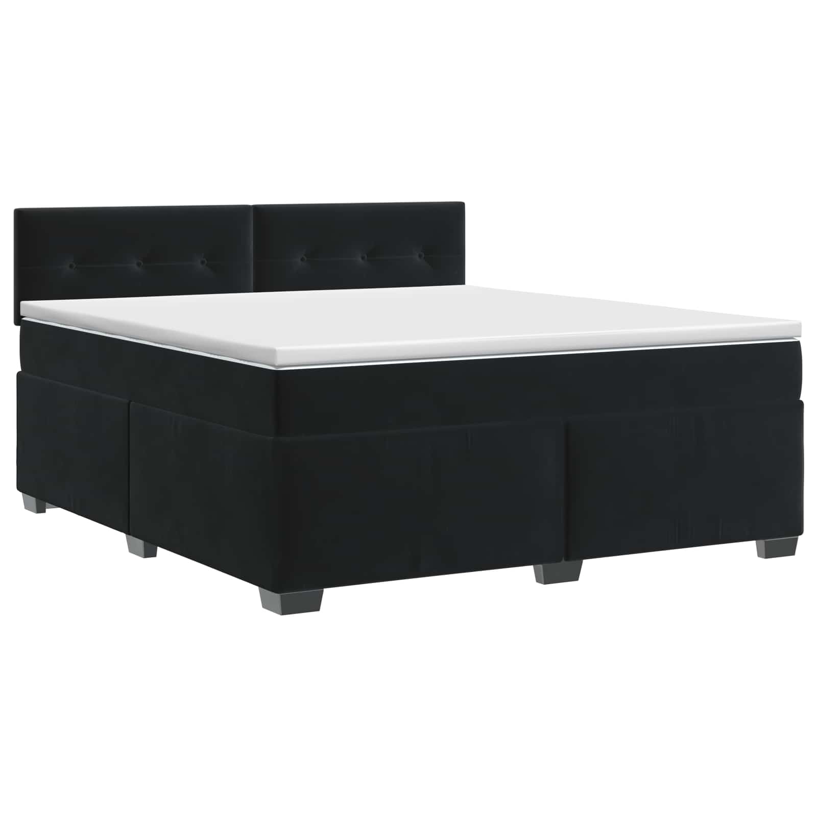 Κρεβάτι box spring με στρώμα Μαύρο 140 x 200 cm Βελούδο - Pakobazaar