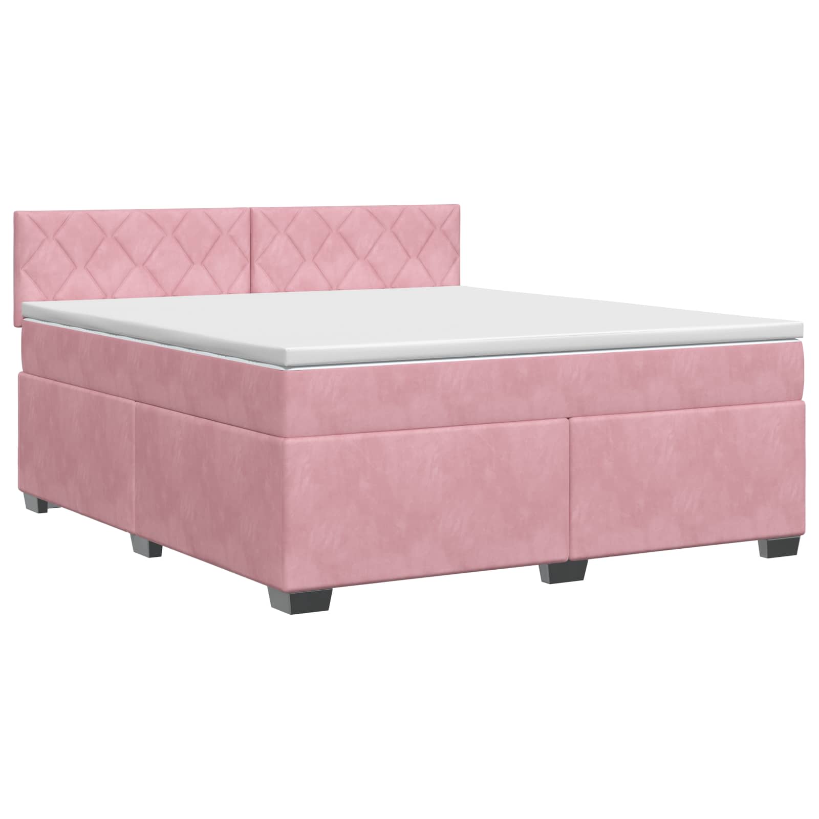 Κρεβάτι box spring με στρώμα Ροζ 140 x 200 cm Βελούδο - Pakobazaar