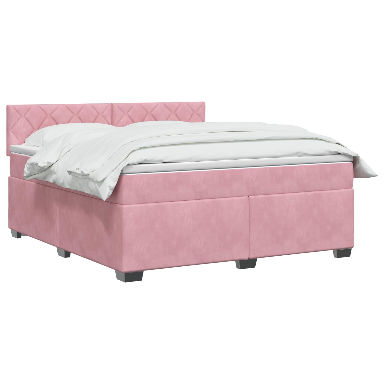 Κρεβάτι box spring με στρώμα Ροζ 140 x 200 cm Βελούδο - Pakobazaar