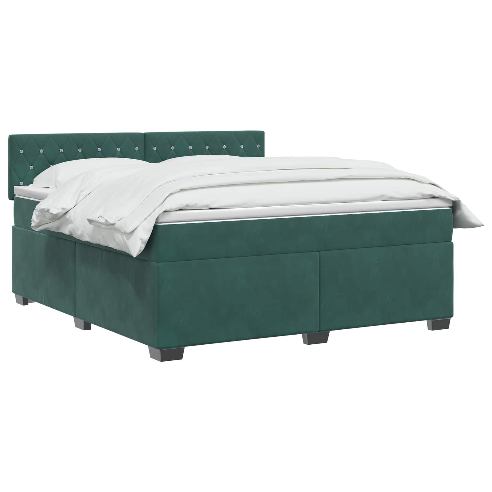 Κρεβάτι box spring με στρώμα Σκούρο Πράσινο 160 x 200 cm
