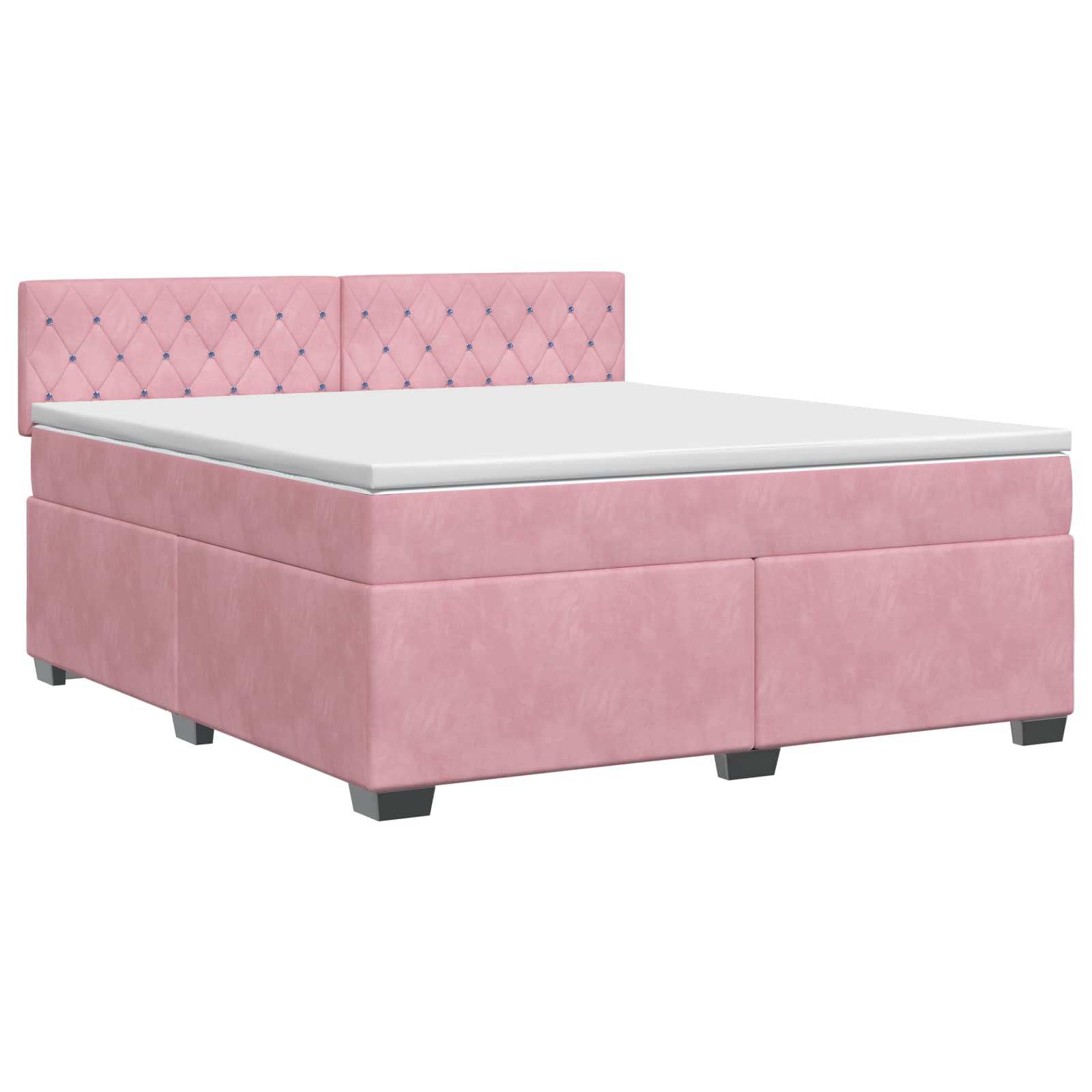 Κρεβάτι box spring με στρώμα Ροζ 160 x 200 cm Βελούδο - Pakobazaar