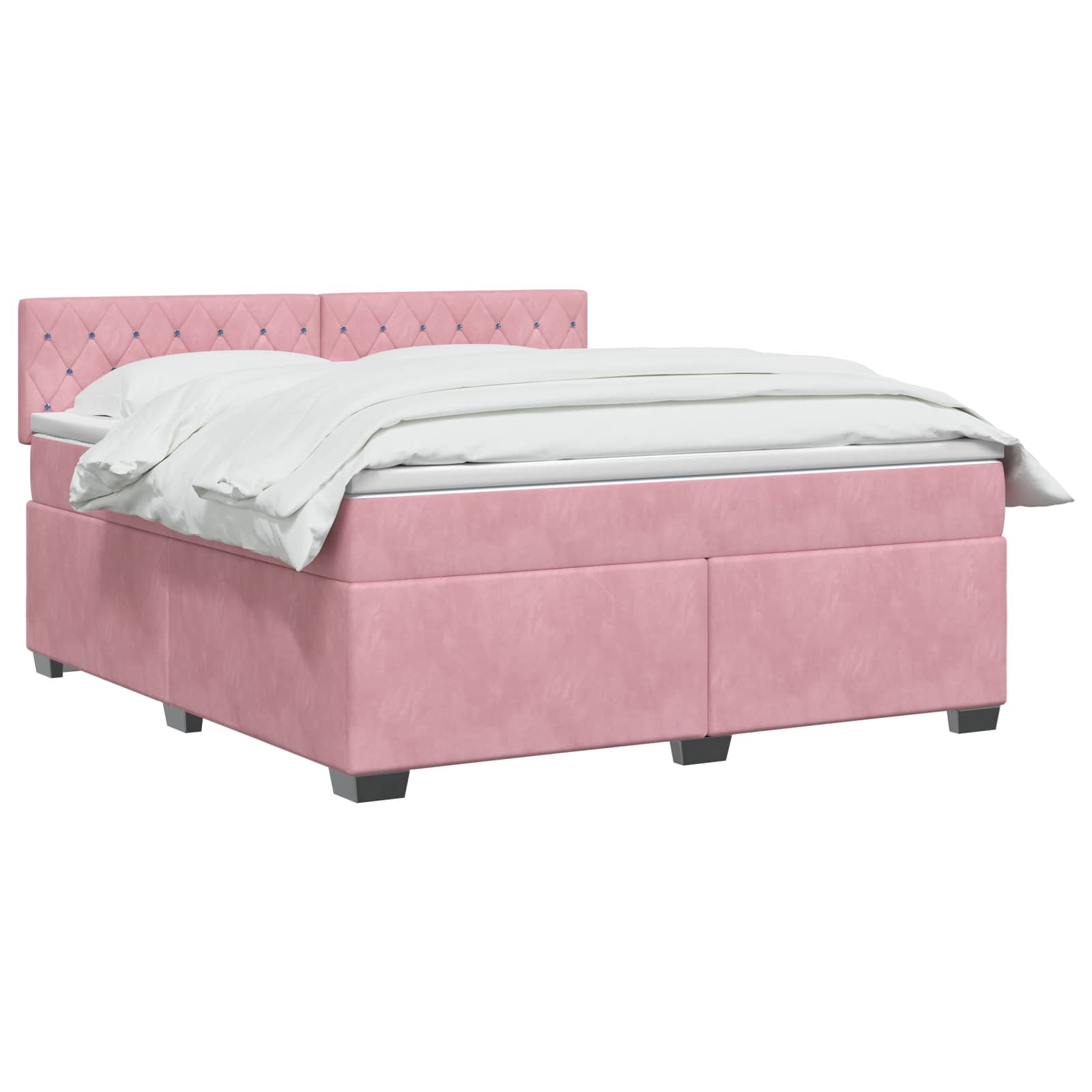 Κρεβάτι box spring με στρώμα Ροζ 160 x 200 cm Βελούδο - Pakobazaar