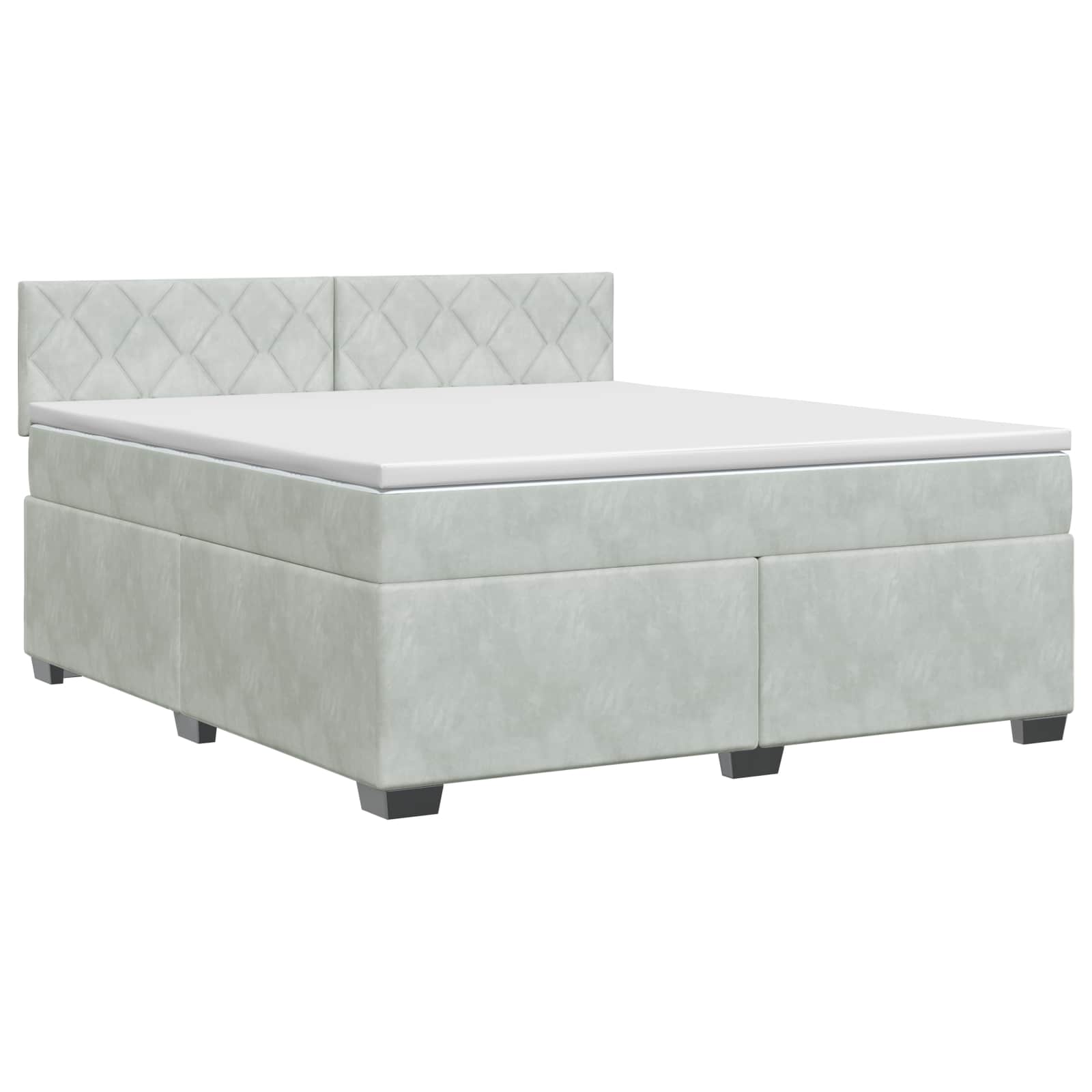 Κρεβάτι box spring με στρώμα Ανοιχτό γκρι 160 x 200 cm Βελούδο - Pakobazaar