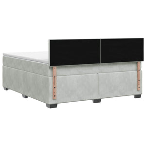 Κρεβάτι box spring με στρώμα Ανοιχτό γκρι 160 x 200 cm Βελούδο - Pakobazaar