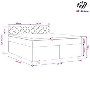 Κρεβάτι box spring με στρώμα Σκούρο Γκρι 160 x 200 cm Βελούδο - Pakobazaar