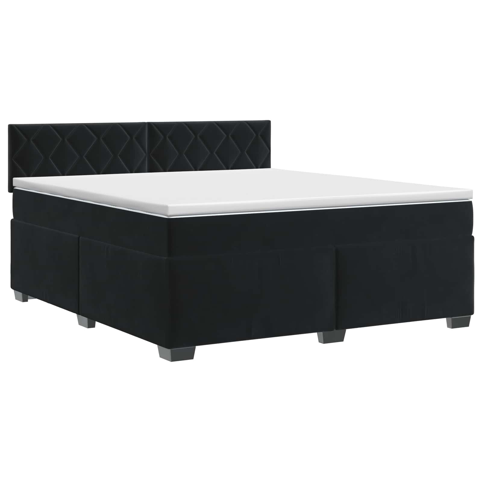 Κρεβάτι box spring με στρώμα Μαύρο 160 x 200 cm Βελούδο - Pakobazaar