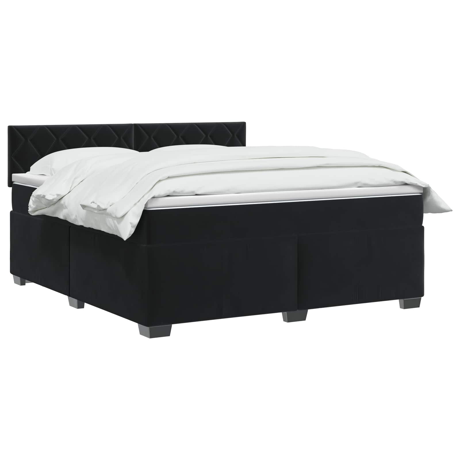 Κρεβάτι box spring με στρώμα Μαύρο 160 x 200 cm Βελούδο - Pakobazaar