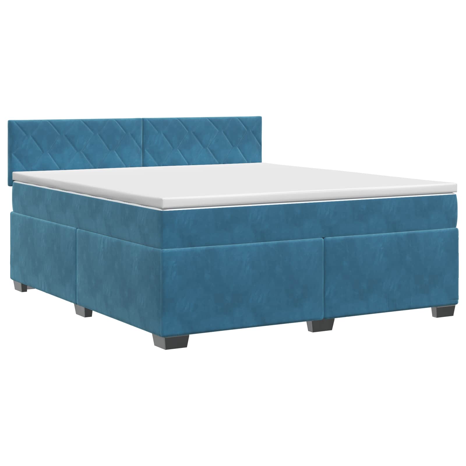 Κρεβάτι box spring με στρώμα Σκούρο Μπλε 160 x 200 cm Βελούδο