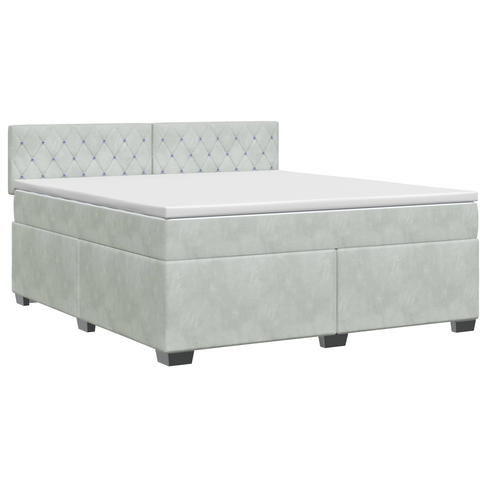 Κρεβάτι box spring με στρώμα Ανοιχτό γκρι 180 x 200 cm Βελούδο - Pakobazaar