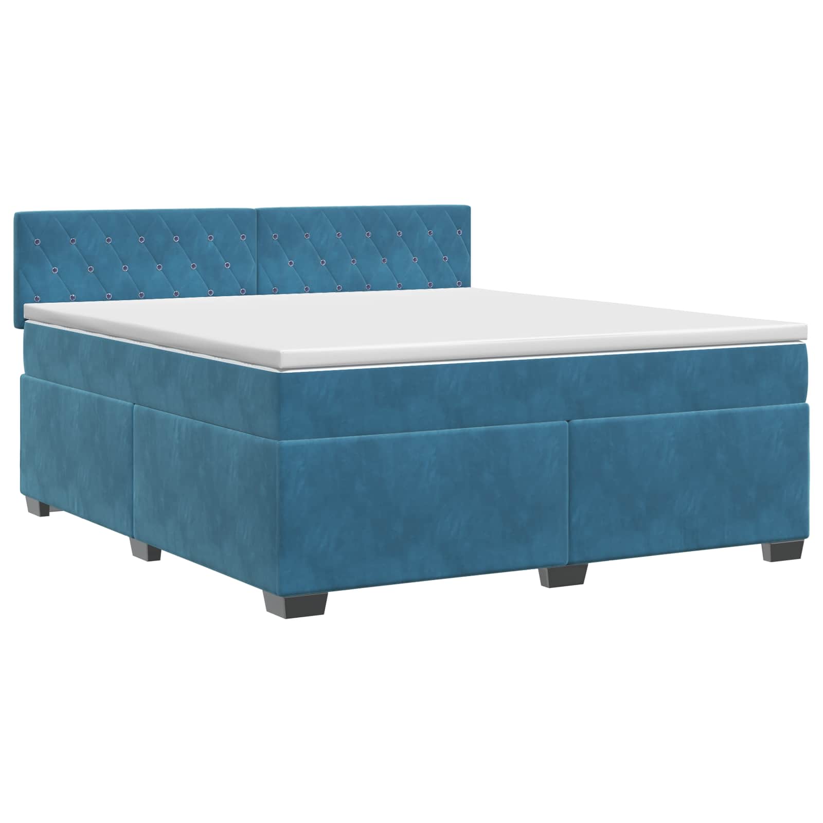 Κρεβάτι box spring με στρώμα Σκούρο Μπλε 180 x 200 cm Βελούδο - Pakobazaar