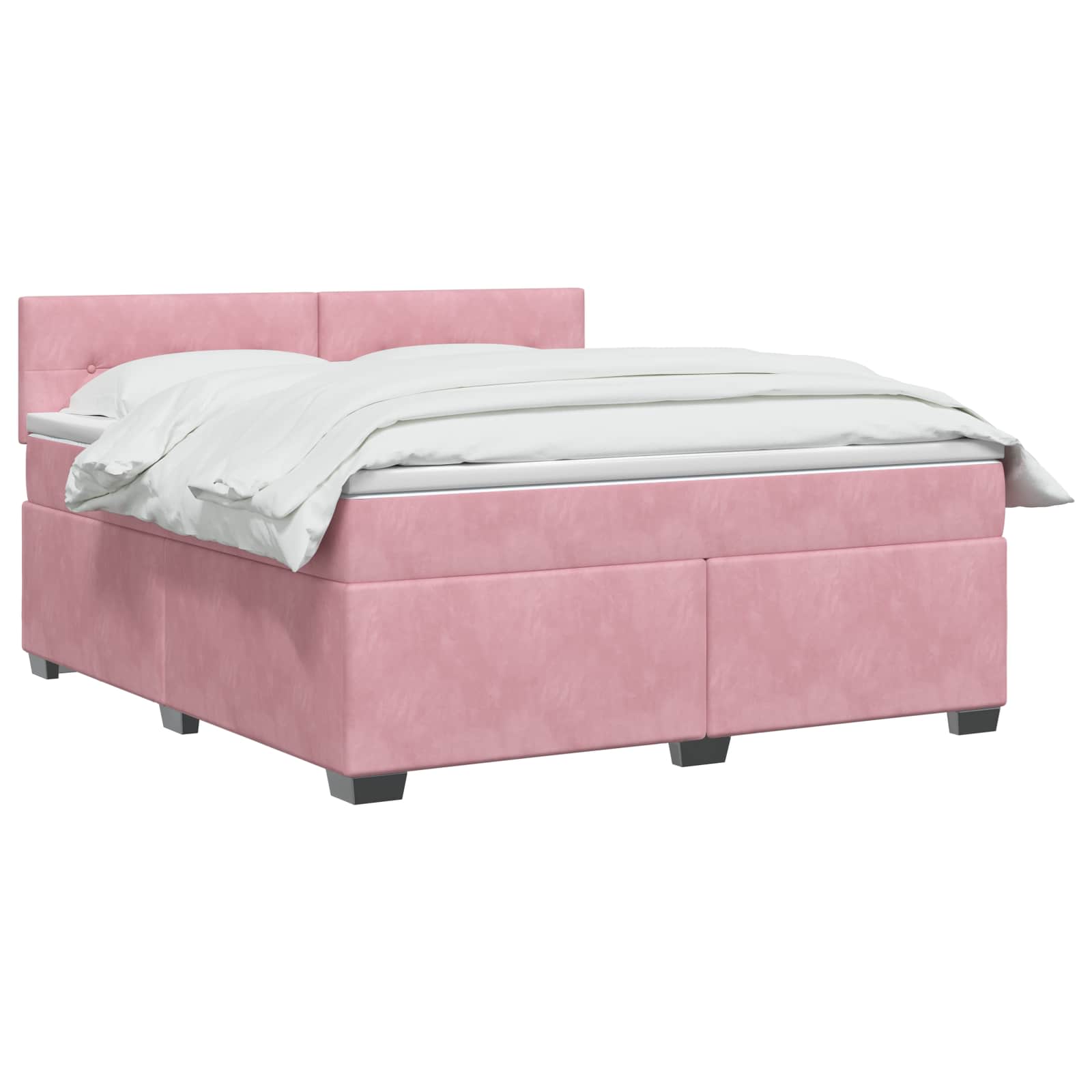 Κρεβάτι box spring με στρώμα Ροζ 180 x 200 cm Βελούδο - Pakobazaar