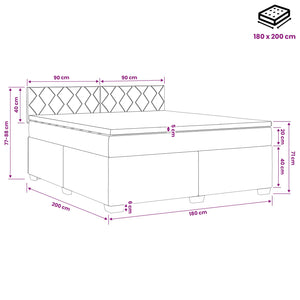Κρεβάτι box spring με στρώμα Σκούρο Γκρι 180 x 200 cm Βελούδο - Pakobazaar