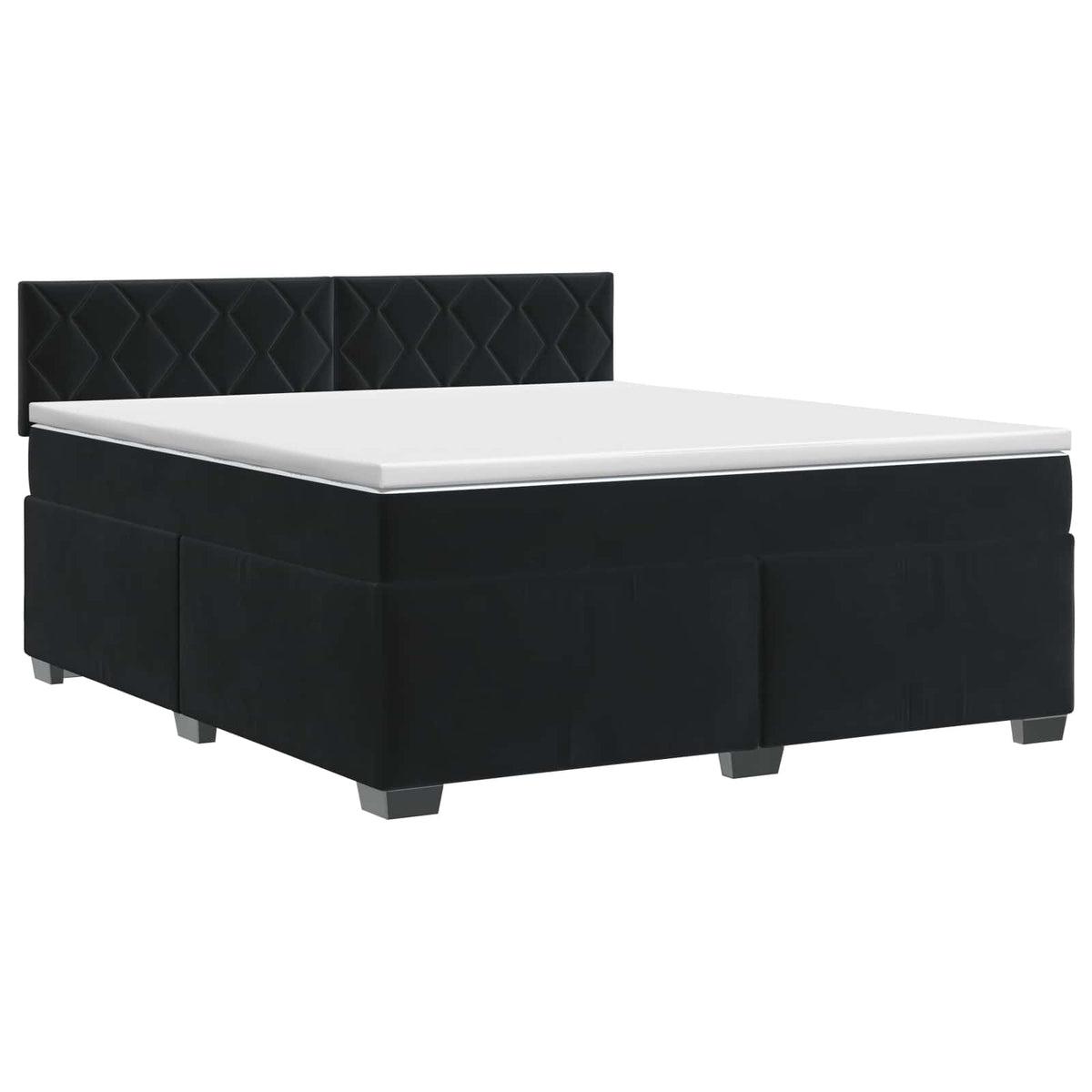 Κρεβάτι box spring με στρώμα Μαύρο 180 x 200 cm Βελούδο - Pakobazaar