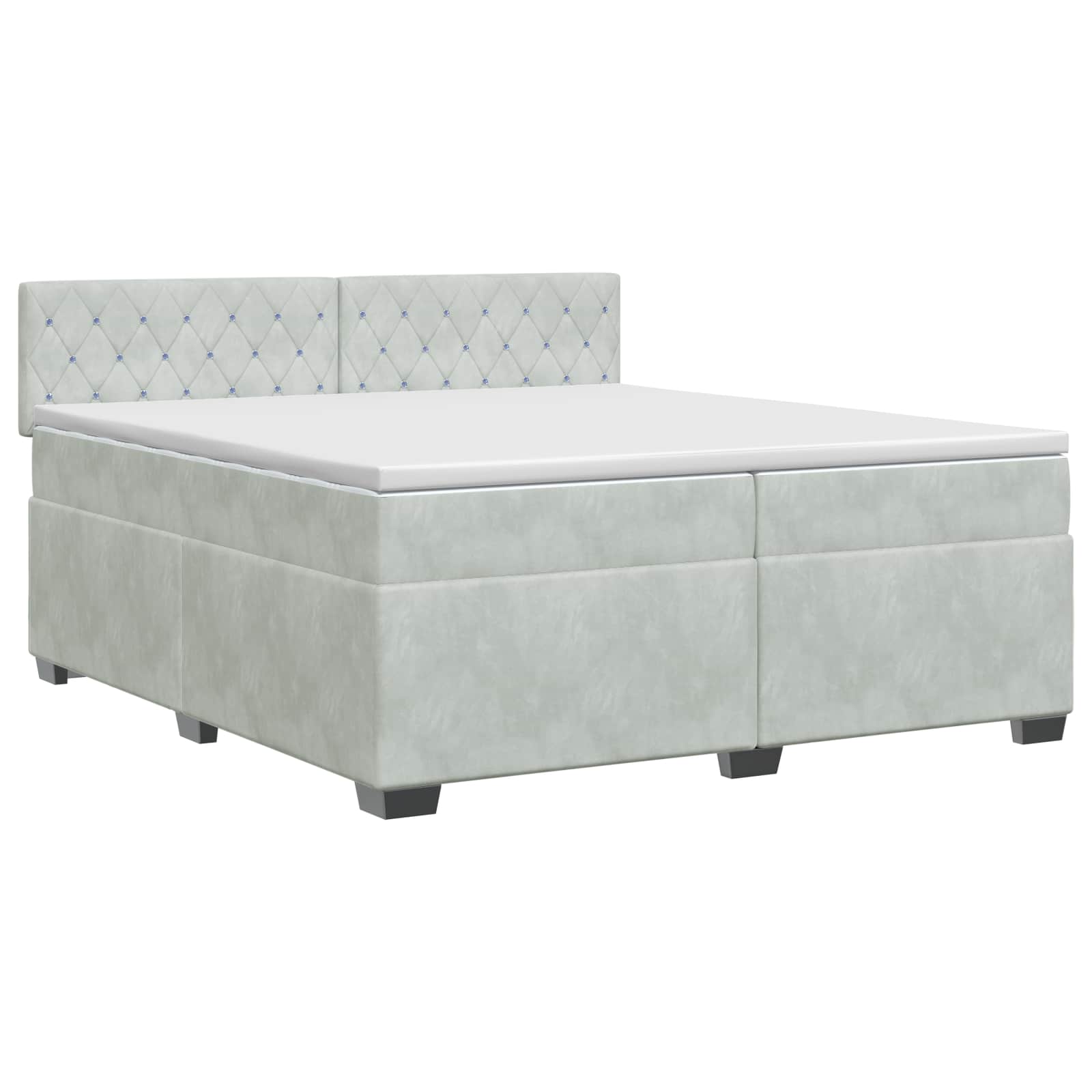 Κρεβάτι box spring με στρώμα Ανοιχτό γκρι 200 x 200 cm Βελούδο