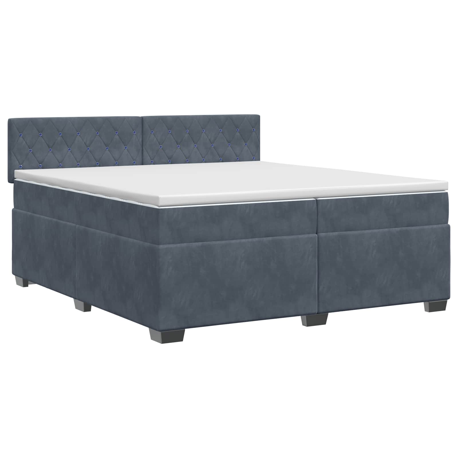 Κρεβάτι box spring με στρώμα Σκούρο Γκρι 200 x 200 cm Βελούδο - Pakobazaar