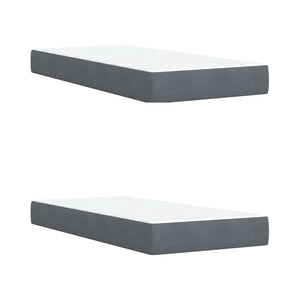 Κρεβάτι box spring με στρώμα Σκούρο Γκρι 200 x 200 cm Βελούδο - Pakobazaar