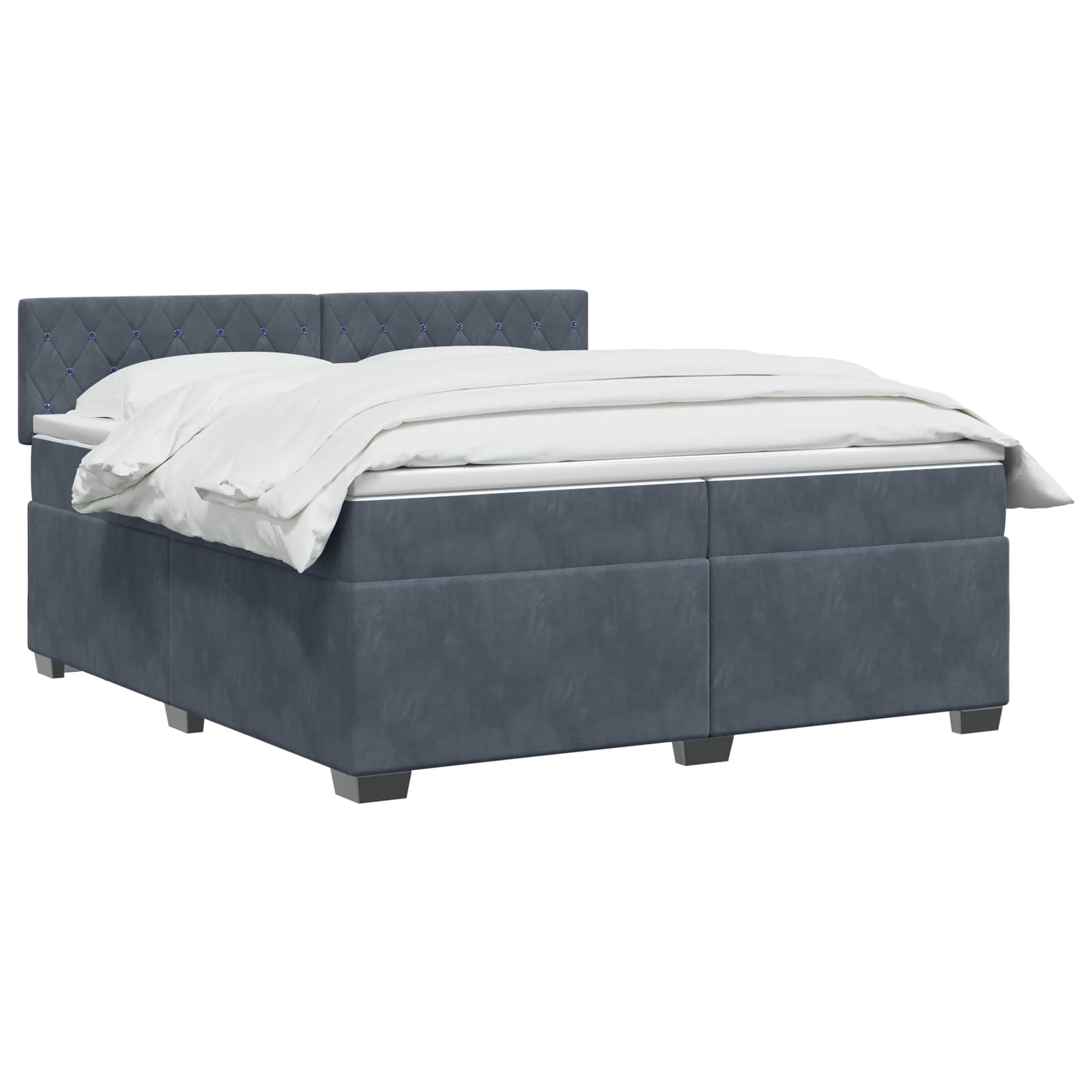 Κρεβάτι box spring με στρώμα Σκούρο Γκρι 200 x 200 cm Βελούδο - Pakobazaar