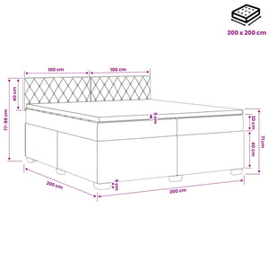 Κρεβάτι box spring με στρώμα Σκούρο Γκρι 200 x 200 cm Βελούδο - Pakobazaar