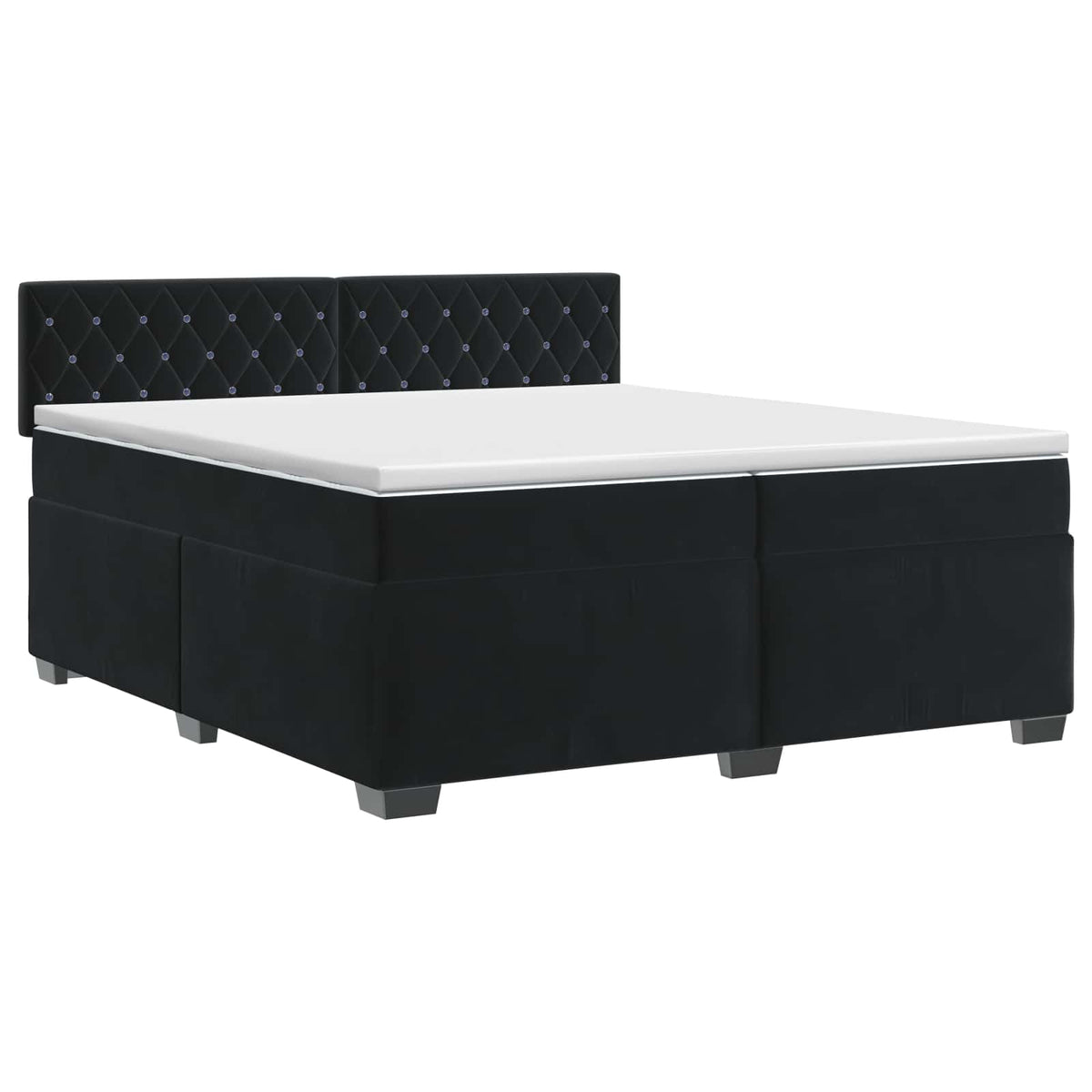 Κρεβάτι box spring με στρώμα Μαύρο 200 x 200 cm Βελούδο - Pakobazaar