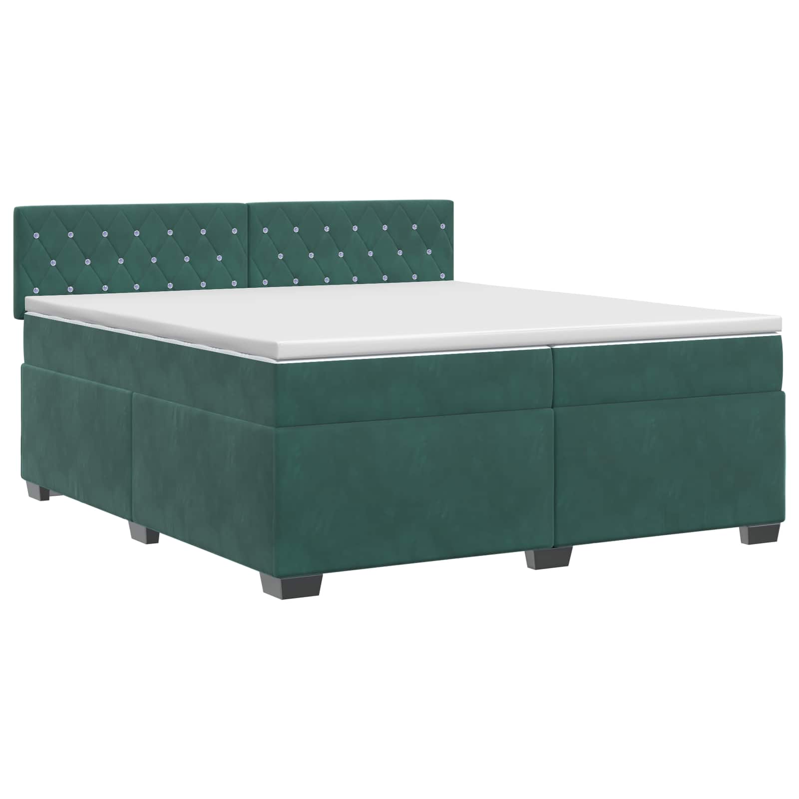 Κρεβάτι box spring με στρώμα Σκούρο Πράσινο 200 x 200 cm