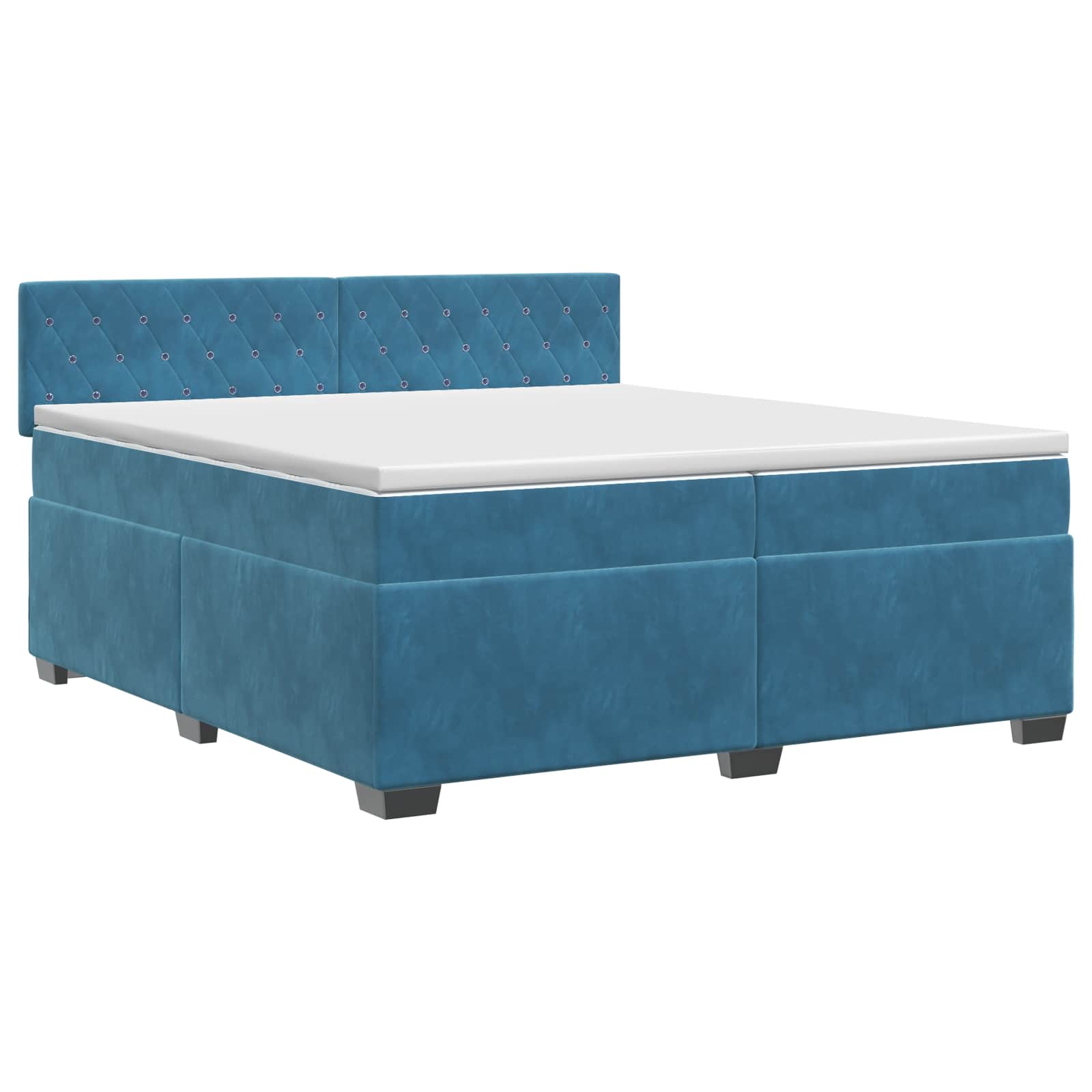 Κρεβάτι box spring με στρώμα Σκούρο Μπλε 200 x 200 cm Βελούδο - Pakobazaar