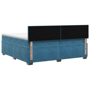 Κρεβάτι box spring με στρώμα Σκούρο Μπλε 200 x 200 cm Βελούδο - Pakobazaar