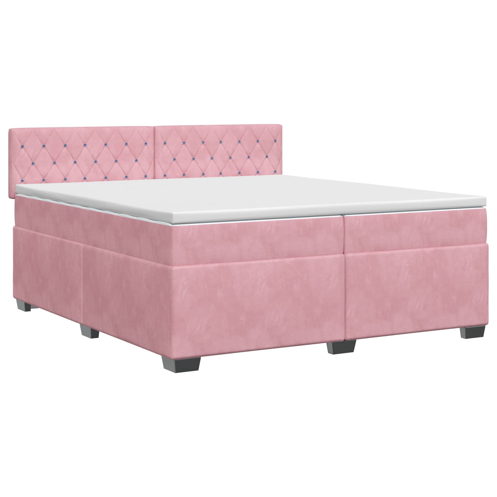 Κρεβάτι box spring με στρώμα Ροζ 200 x 200 cm Βελούδο - Pakobazaar