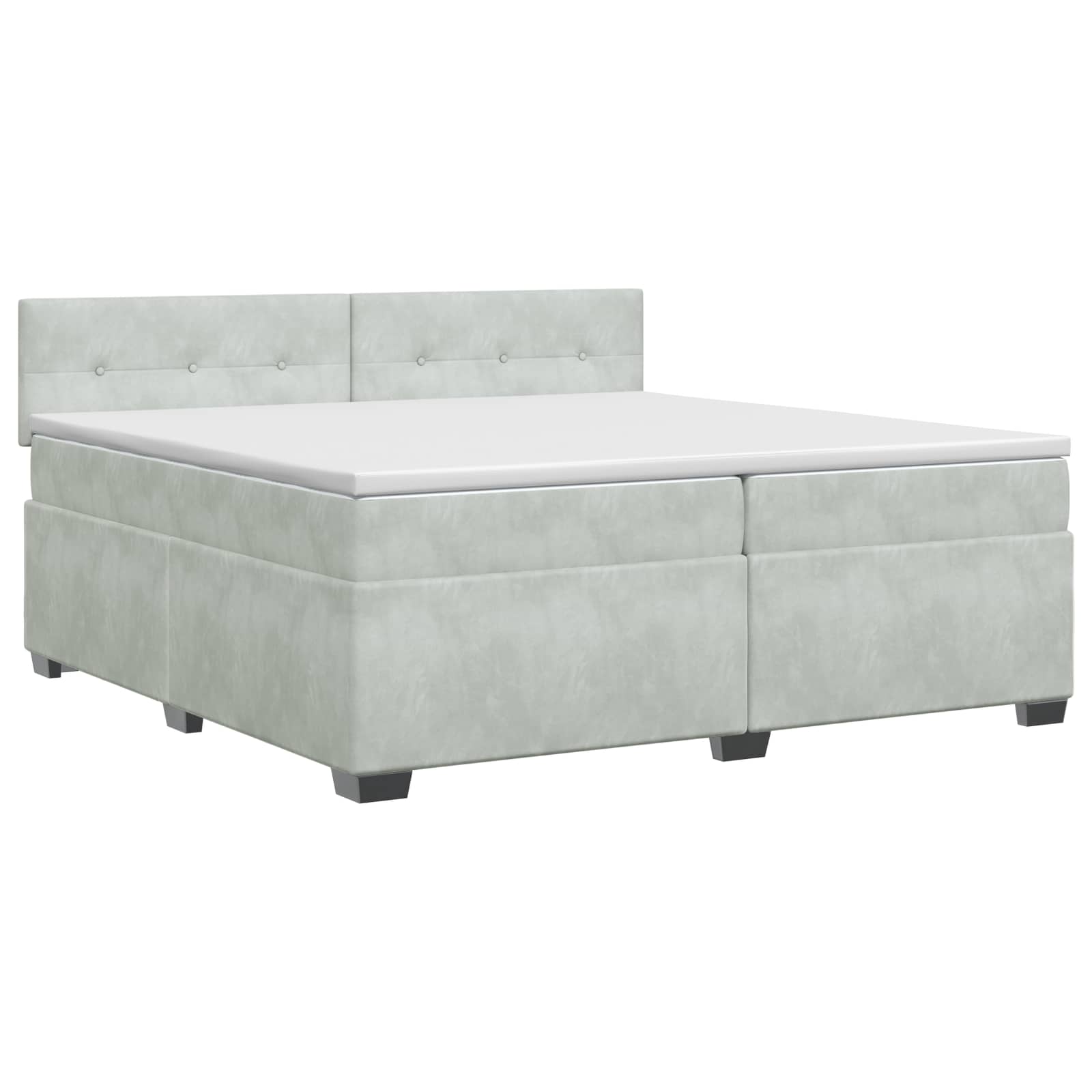 Κρεβάτι box spring με στρώμα Ανοιχτό γκρι 200 x 200 cm Βελούδο - Pakobazaar