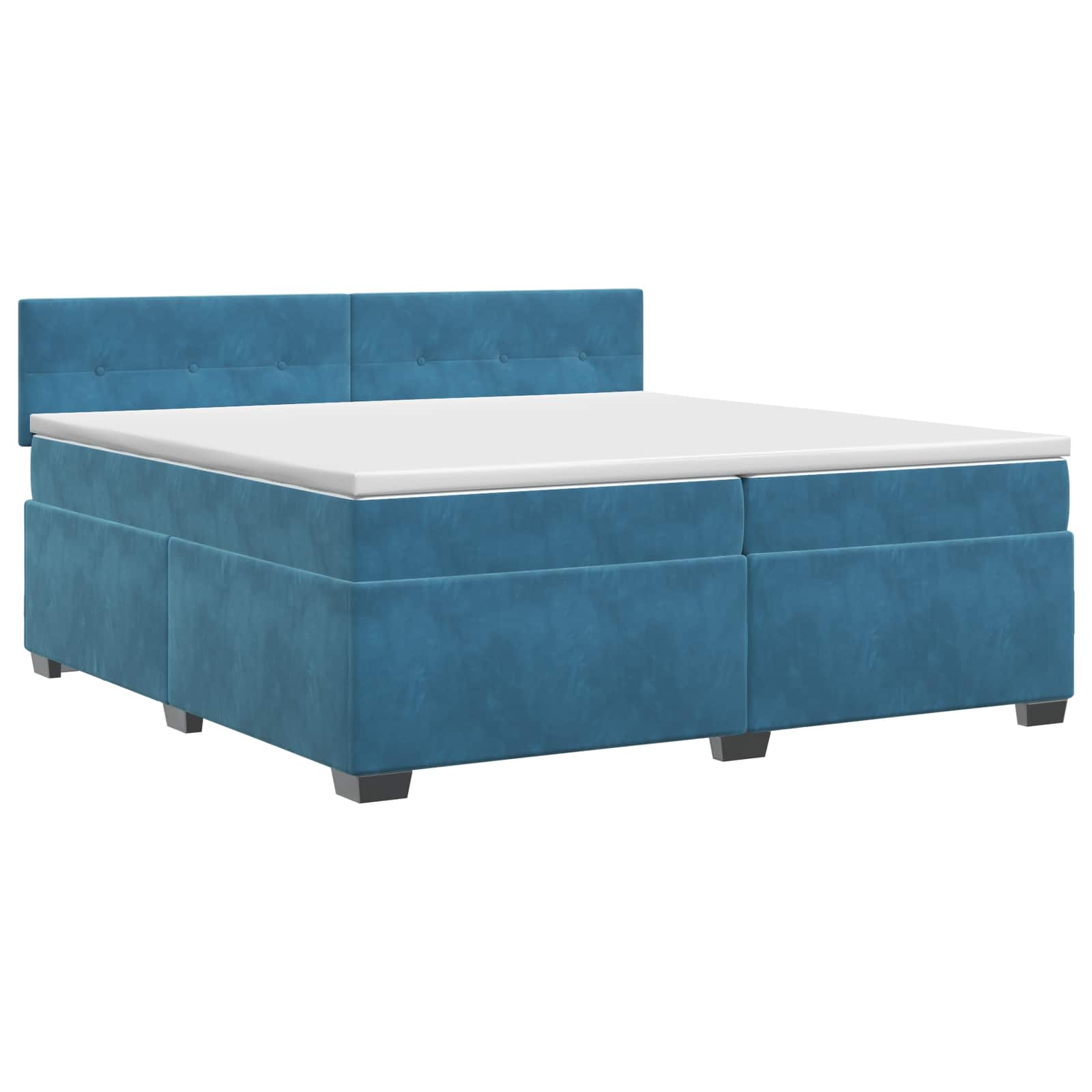 Κρεβάτι box spring με στρώμα Σκούρο Μπλε 200 x 200 cm Βελούδο