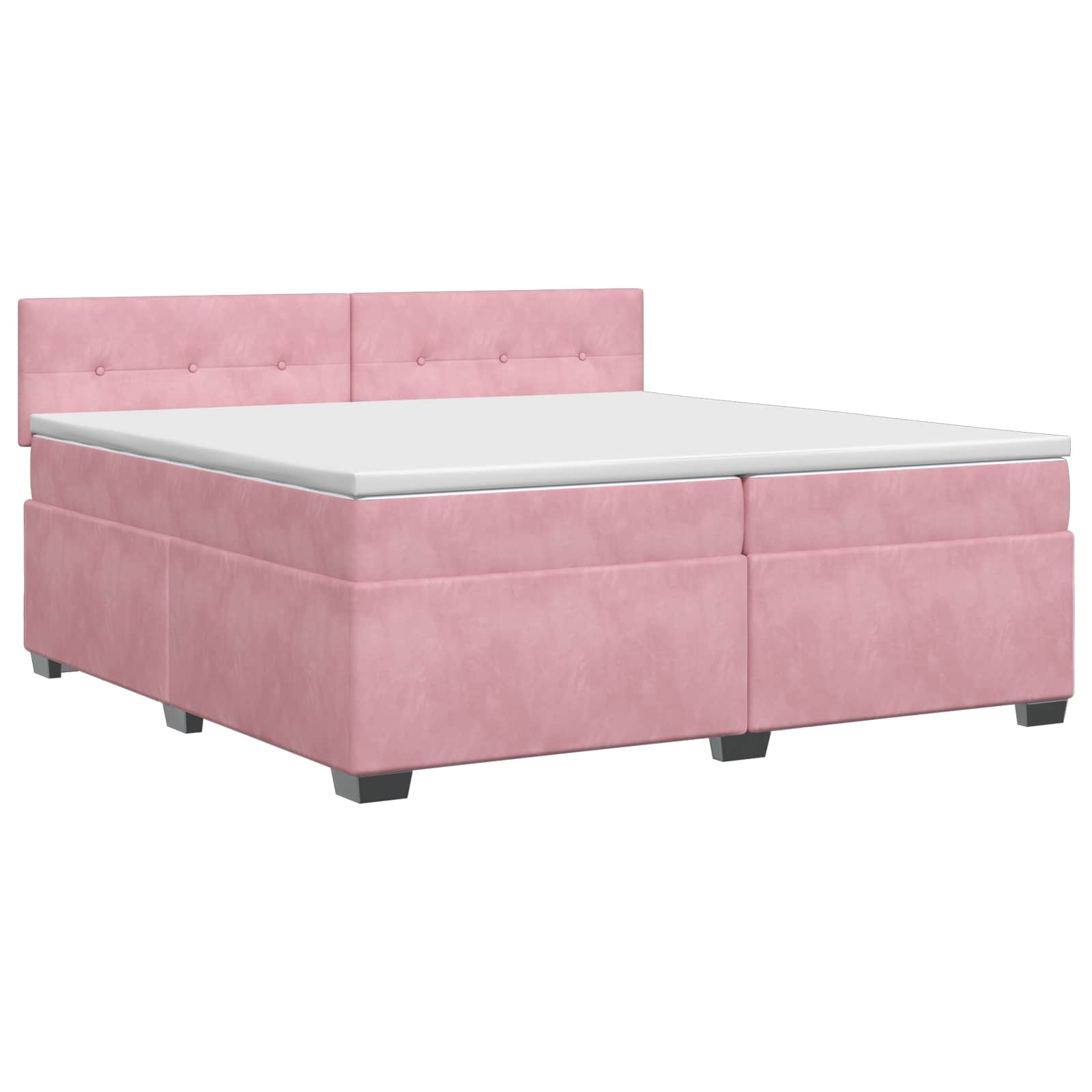 Κρεβάτι box spring με στρώμα Ροζ 200 x 200 cm Βελούδο