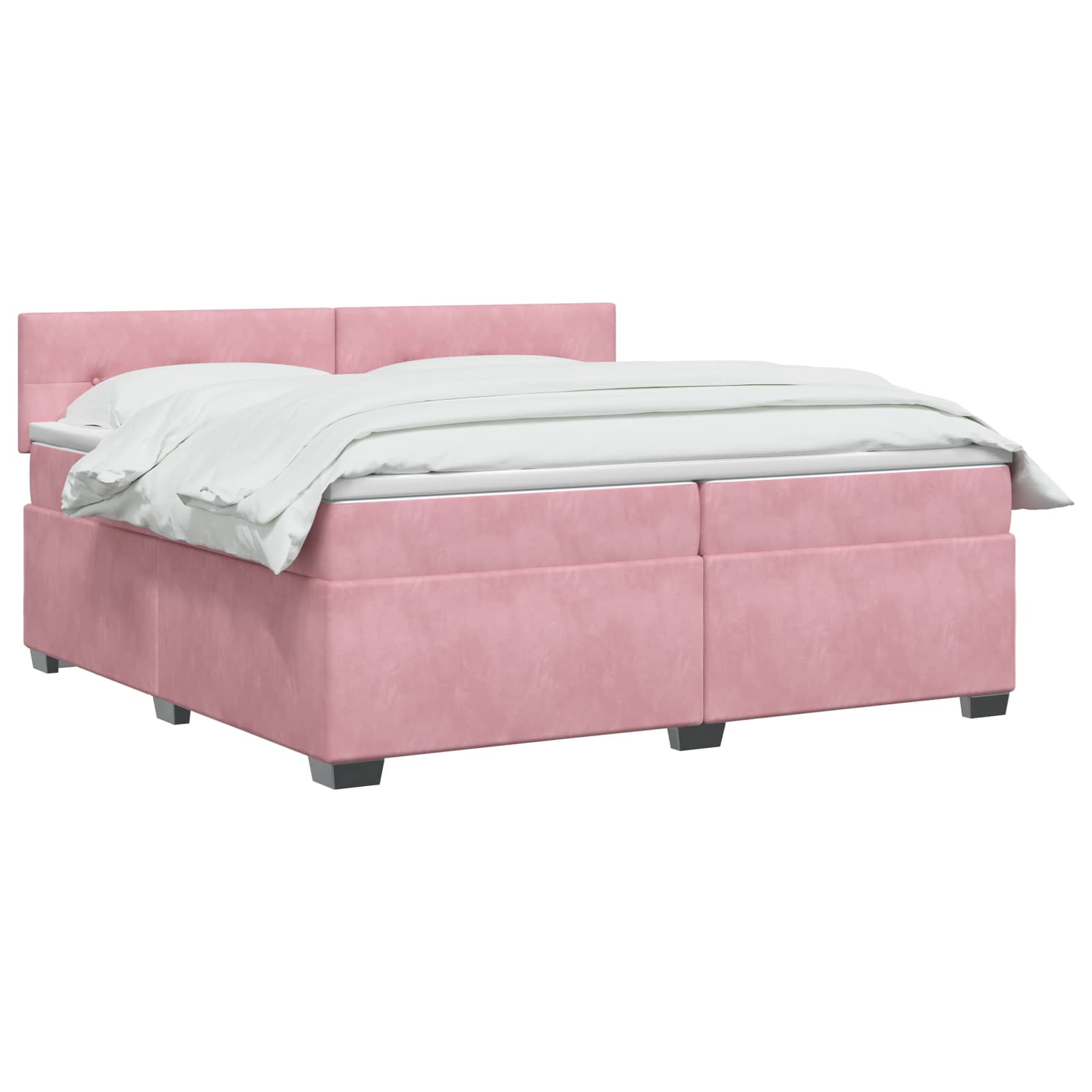Κρεβάτι box spring με στρώμα Ροζ 200 x 200 cm Βελούδο