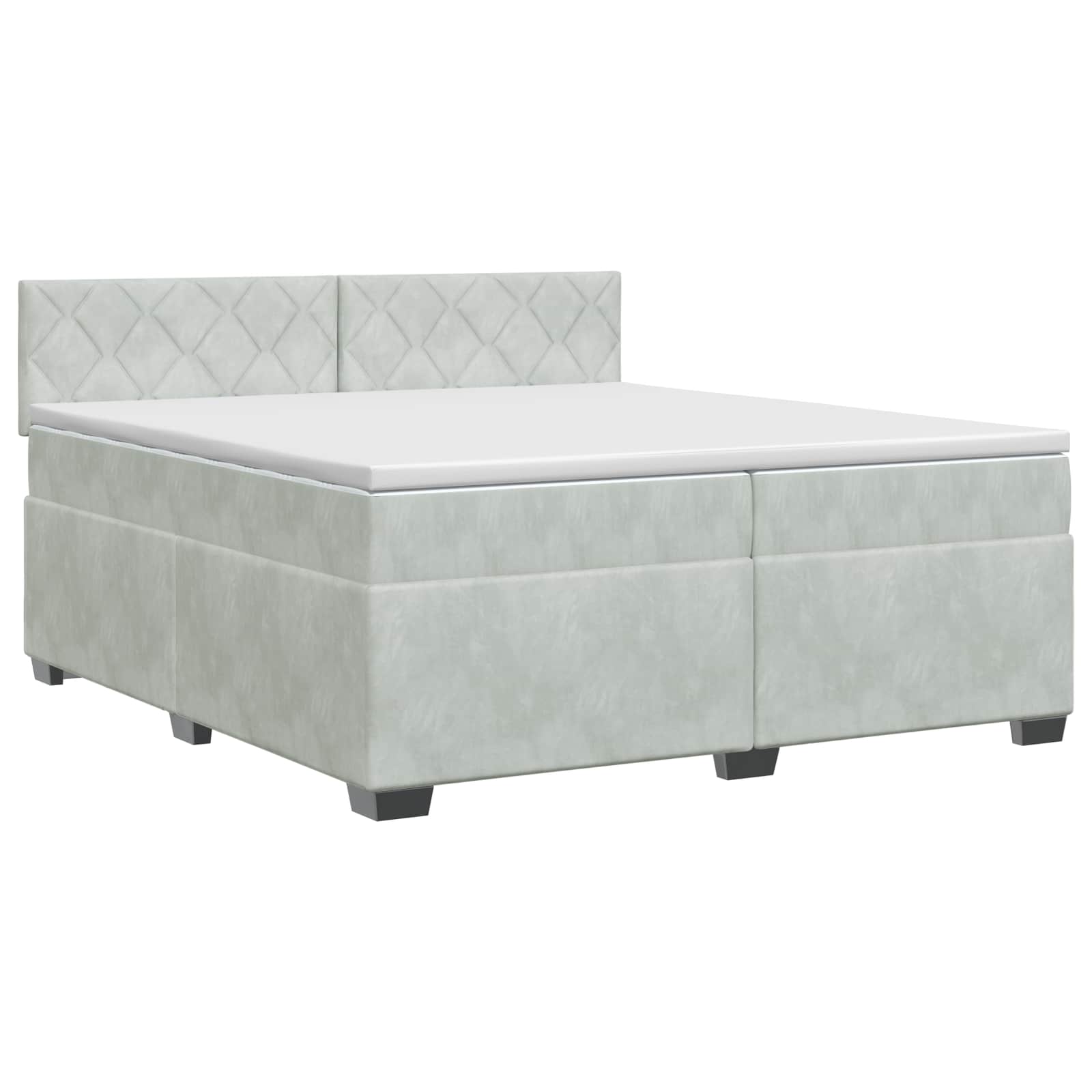 Κρεβάτι box spring με στρώμα Ανοιχτό γκρι 200 x 200 cm Βελούδο - Pakobazaar