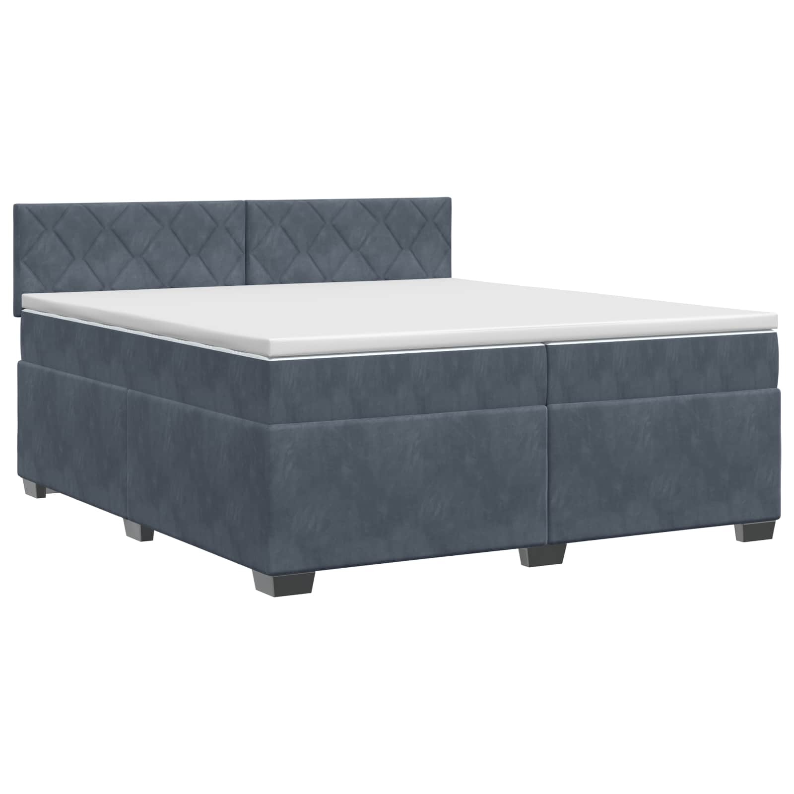 Κρεβάτι box spring με στρώμα Σκούρο Γκρι 200 x 200 cm Βελούδο