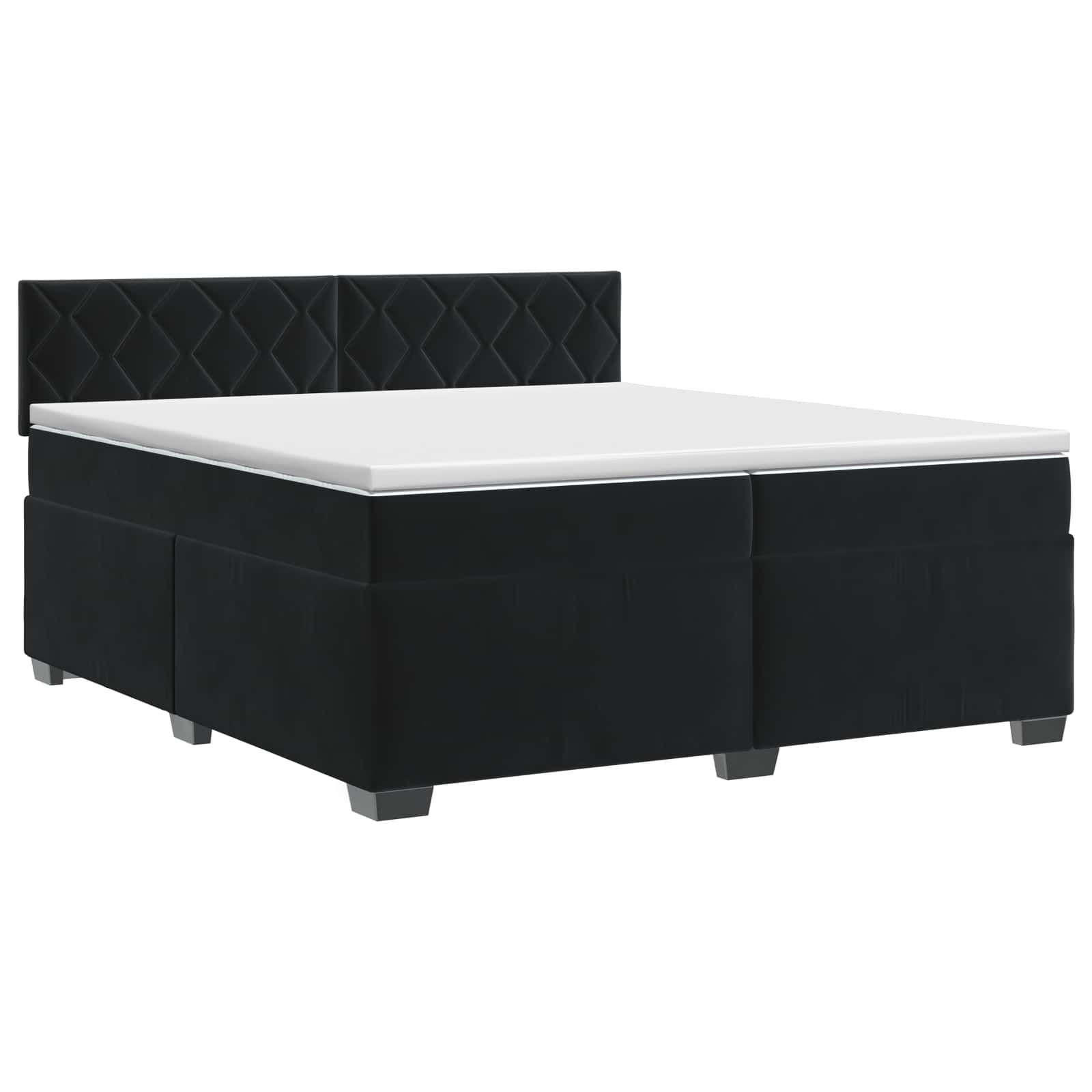 Κρεβάτι box spring με στρώμα Μαύρο 200 x 200 cm Βελούδο - Pakobazaar