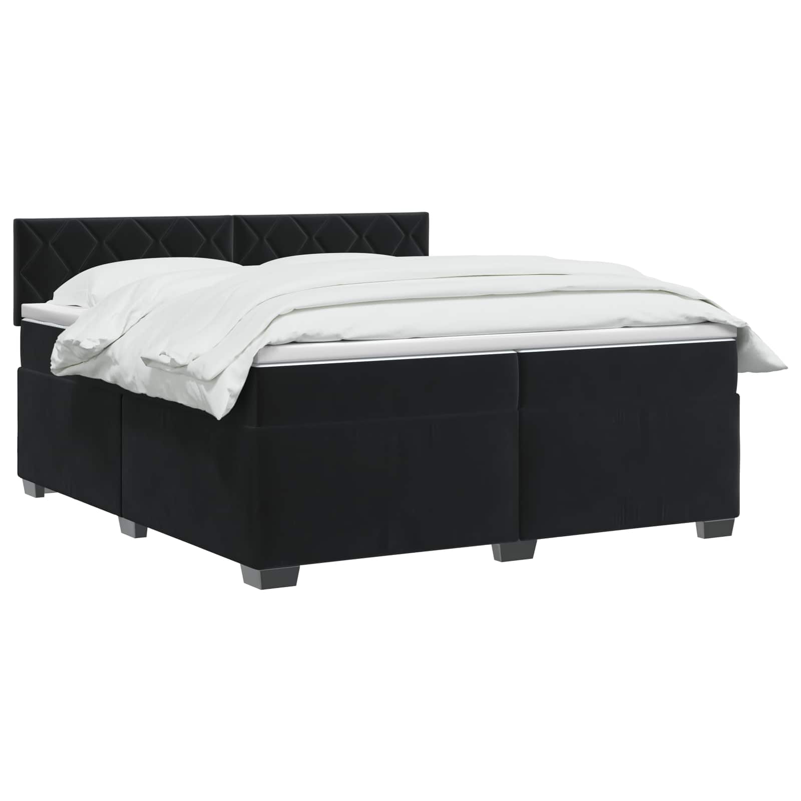 Κρεβάτι box spring με στρώμα Μαύρο 200 x 200 cm Βελούδο - Pakobazaar