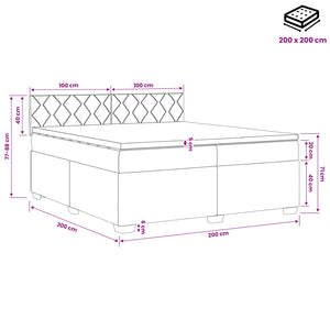 Κρεβάτι box spring με στρώμα Σκούρο Πράσινο 200 x 200 cm
