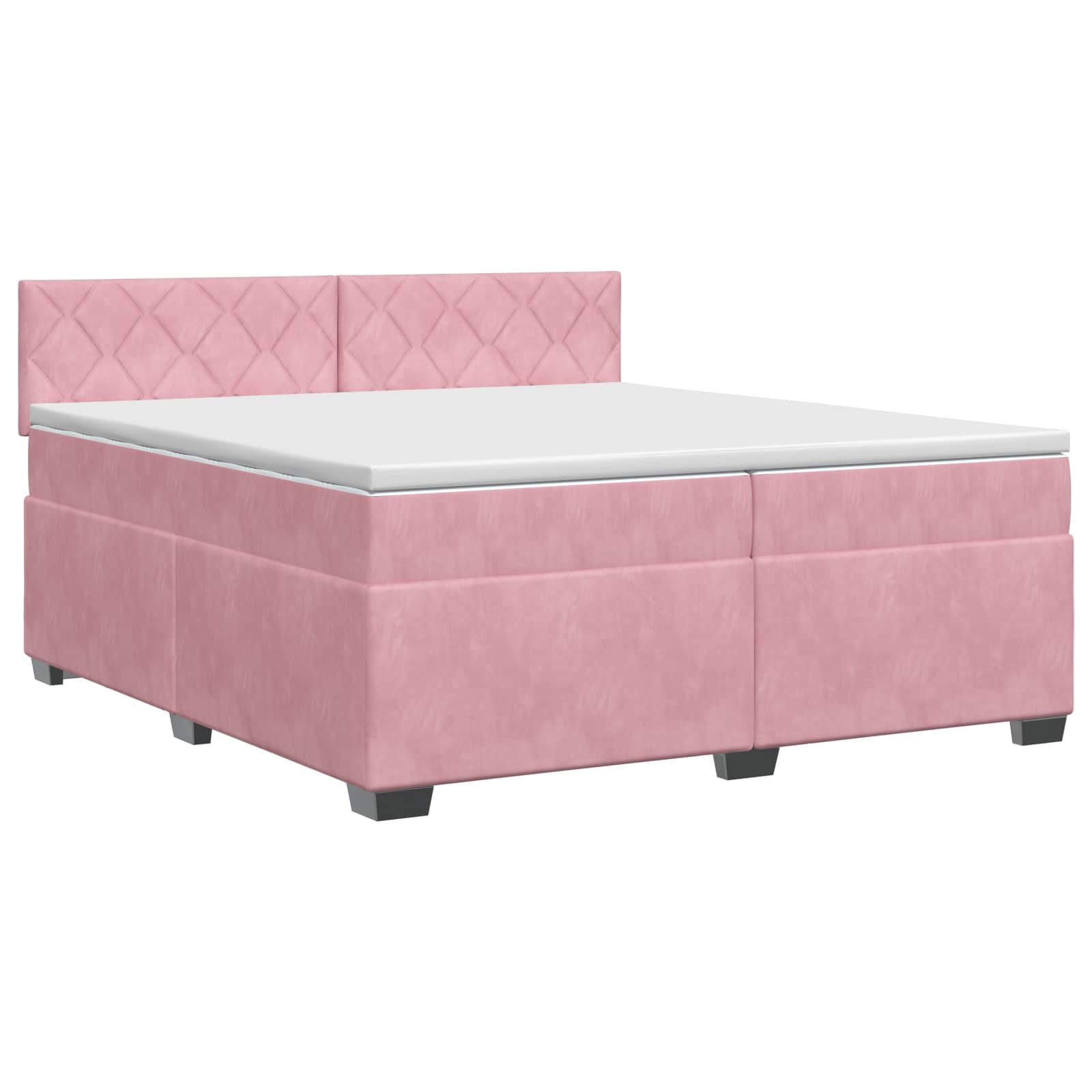 Κρεβάτι box spring με στρώμα Ροζ 200 x 200 cm Βελούδο - Pakobazaar