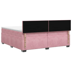 Κρεβάτι box spring με στρώμα Ροζ 200 x 200 cm Βελούδο - Pakobazaar