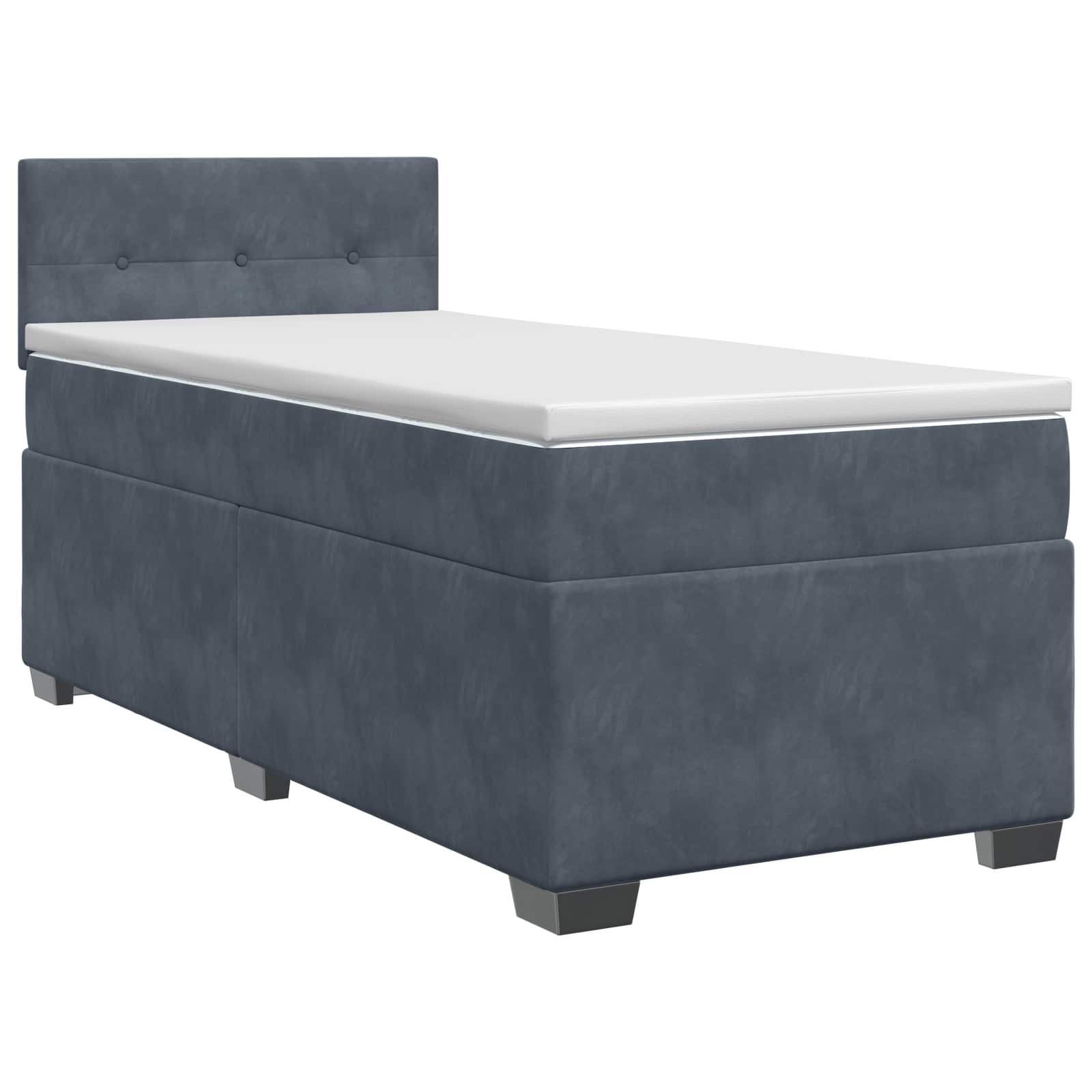 Κρεβάτι box spring με στρώμα Σκούρο Γκρι 90 x 190 cm Βελούδο - Pakobazaar