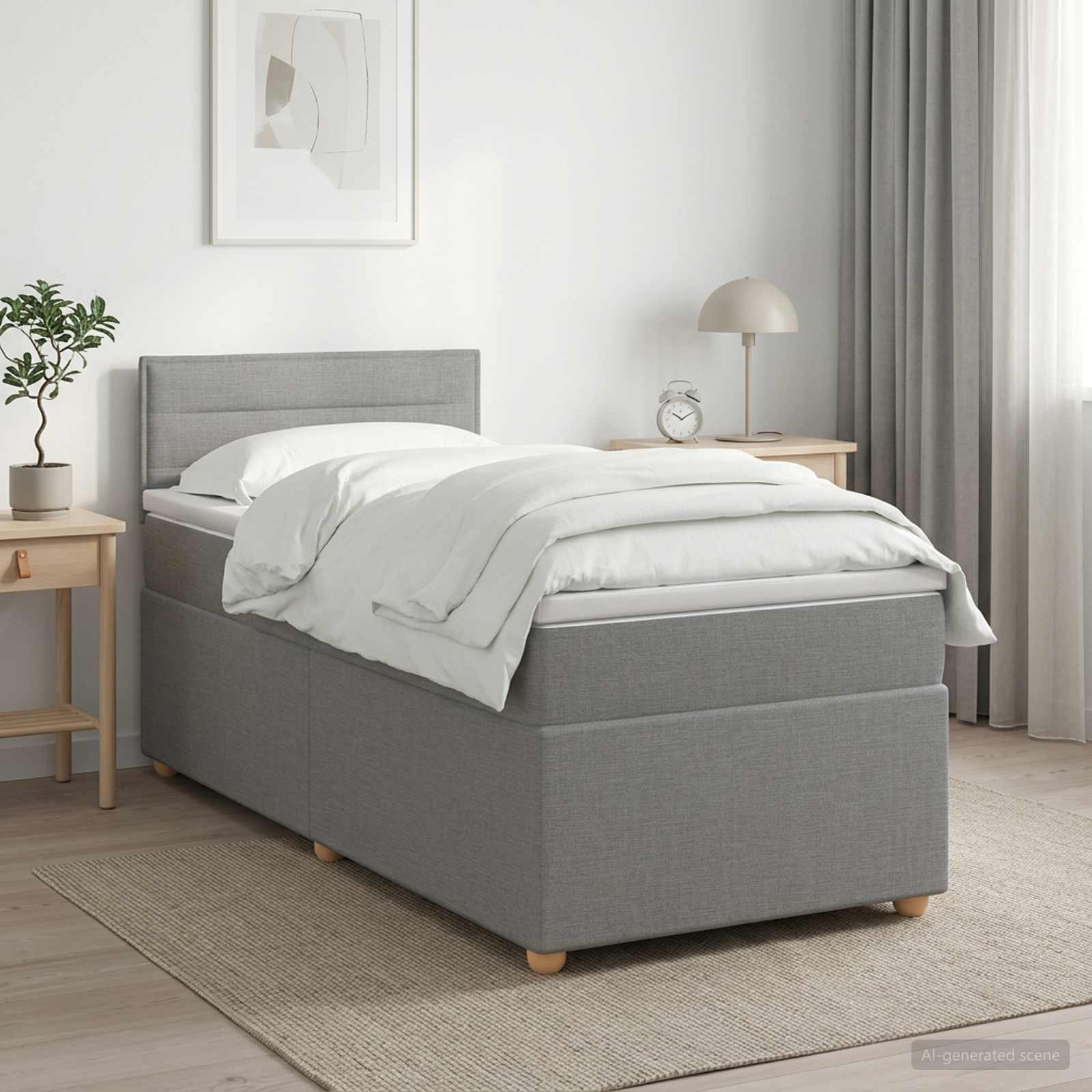 Κρεβάτι box spring με στρώμα Ανοιχτό γκρι 90 x 200 cm Ύφασμα - Pakobazaar